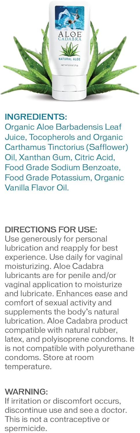 Aloe Cadabra Vaginal Moisturizer - pH Balanced, Vegan, Natural Ingredients - 2.5oz Unscented