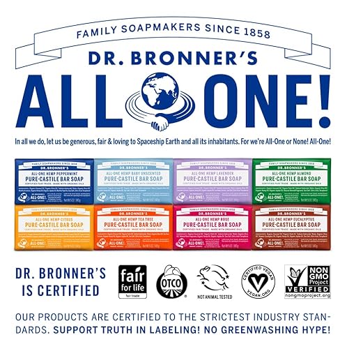 DR. BRONNER's All-One Hemp Almond Bar Soap - Luxurious Lather, Organic Ingredients - 5 oz