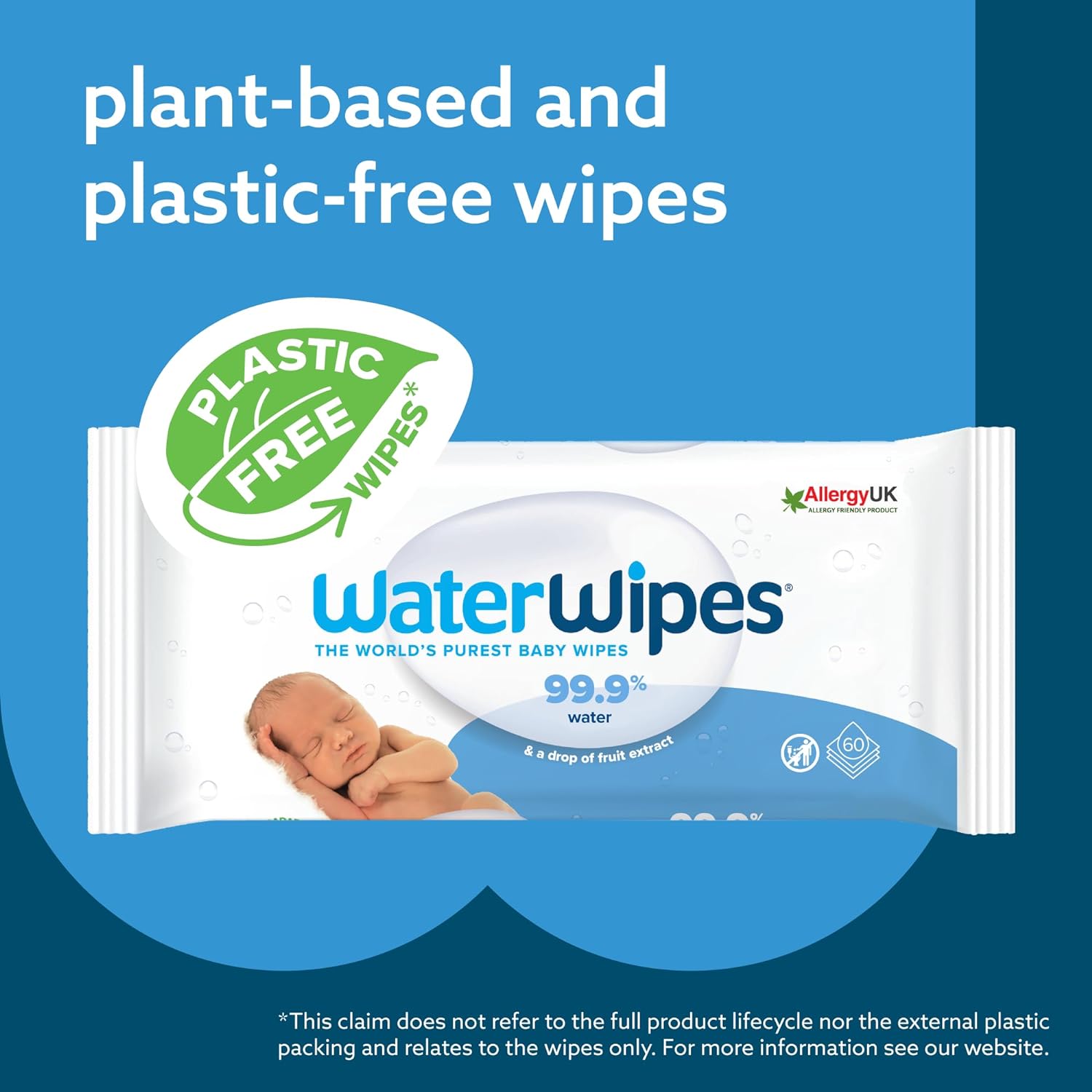 WaterWipes Baby Wipes - 99.9% Purified Water, Hypoallergenic for Sensitive Skin - 300 Count