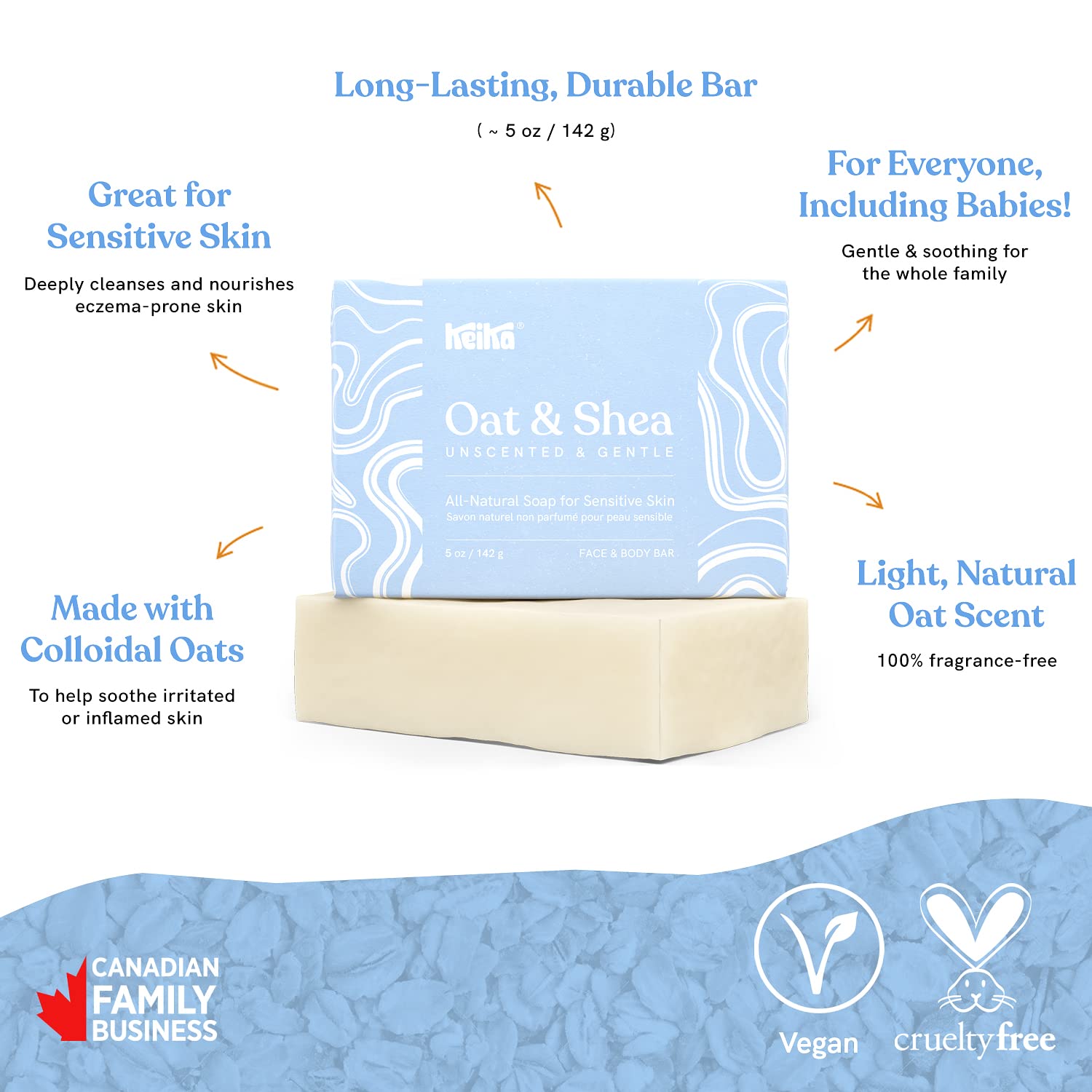 Keika Baby Bar Soap - Gentle Relief for Eczema & Sensitive Skin - Unscented, 5 oz