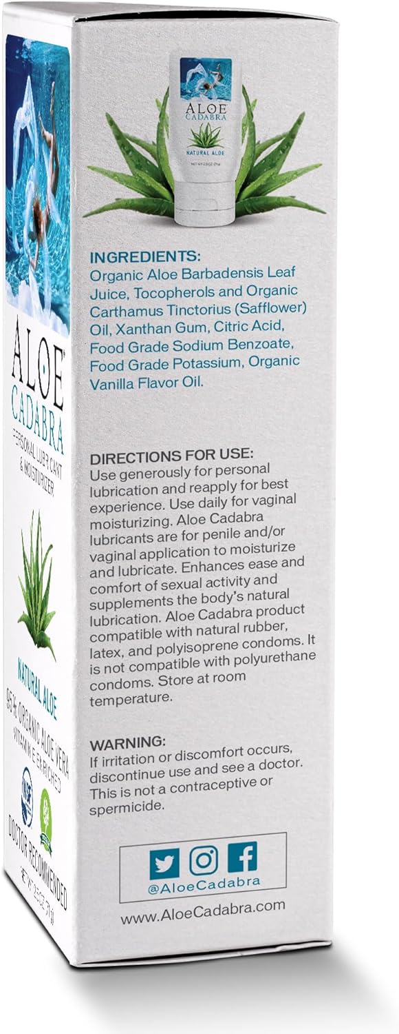 Aloe Cadabra Vaginal Moisturizer - pH Balanced, Vegan, Natural Ingredients - 2.5oz Unscented