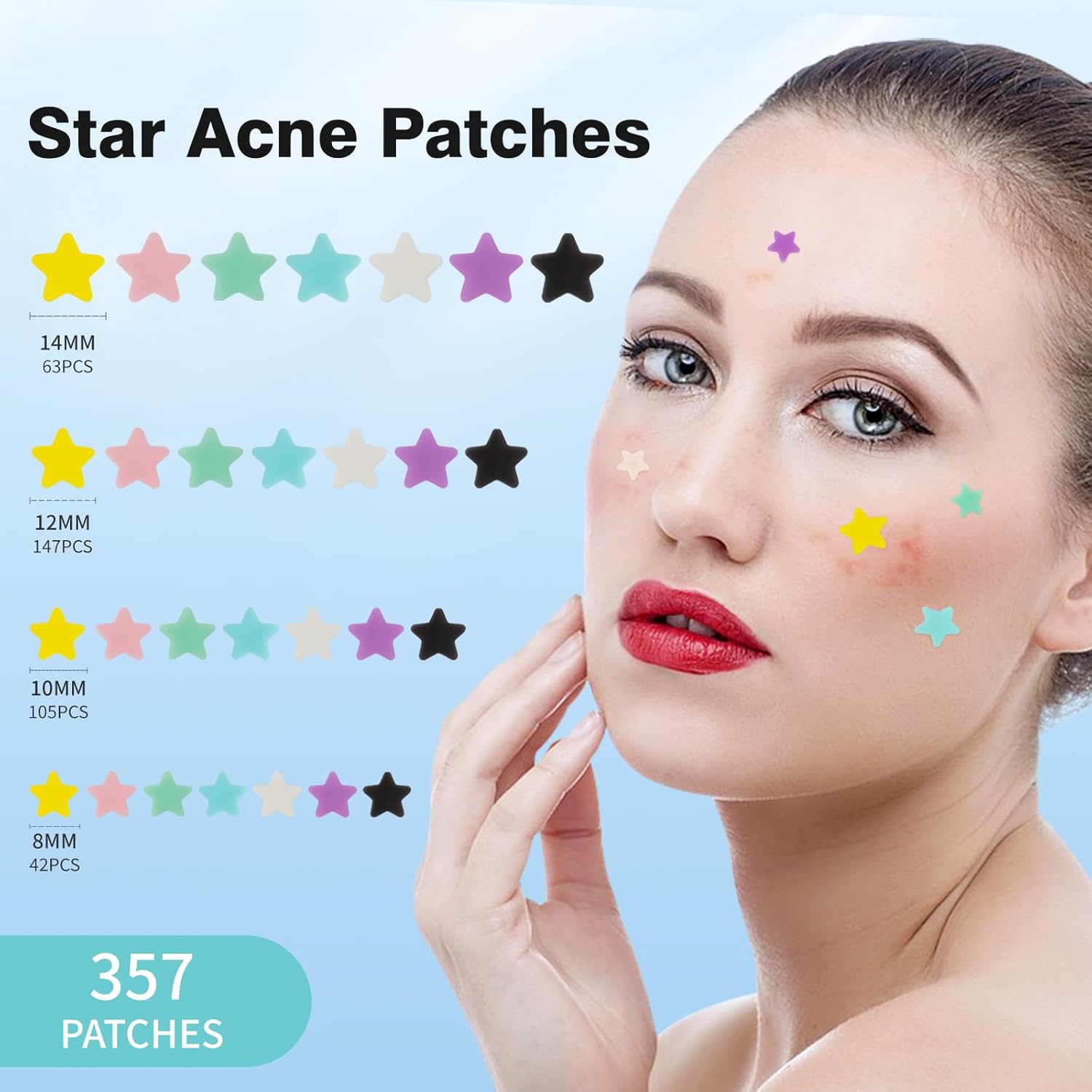 QUSTERE Pimple Patches - Natural Ingredients, Overnight Acne Relief, 357 Count in 7 Colors