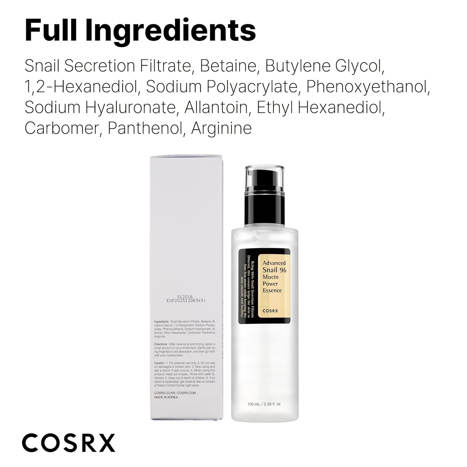 COSRX Face Serum - Hydrating Snail Mucin Essence for Dull Skin & Fine Lines - 100ml