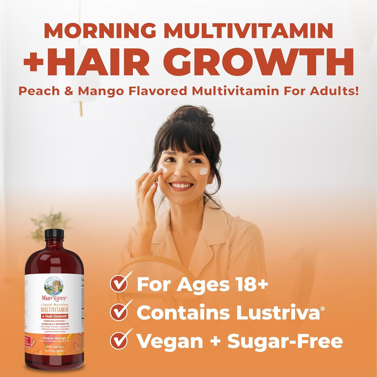 MaryRuth's Liquid Multivitamin - Supports Hair Growth & Skin Health, 10000mcg Biotin - 15 Fl Oz