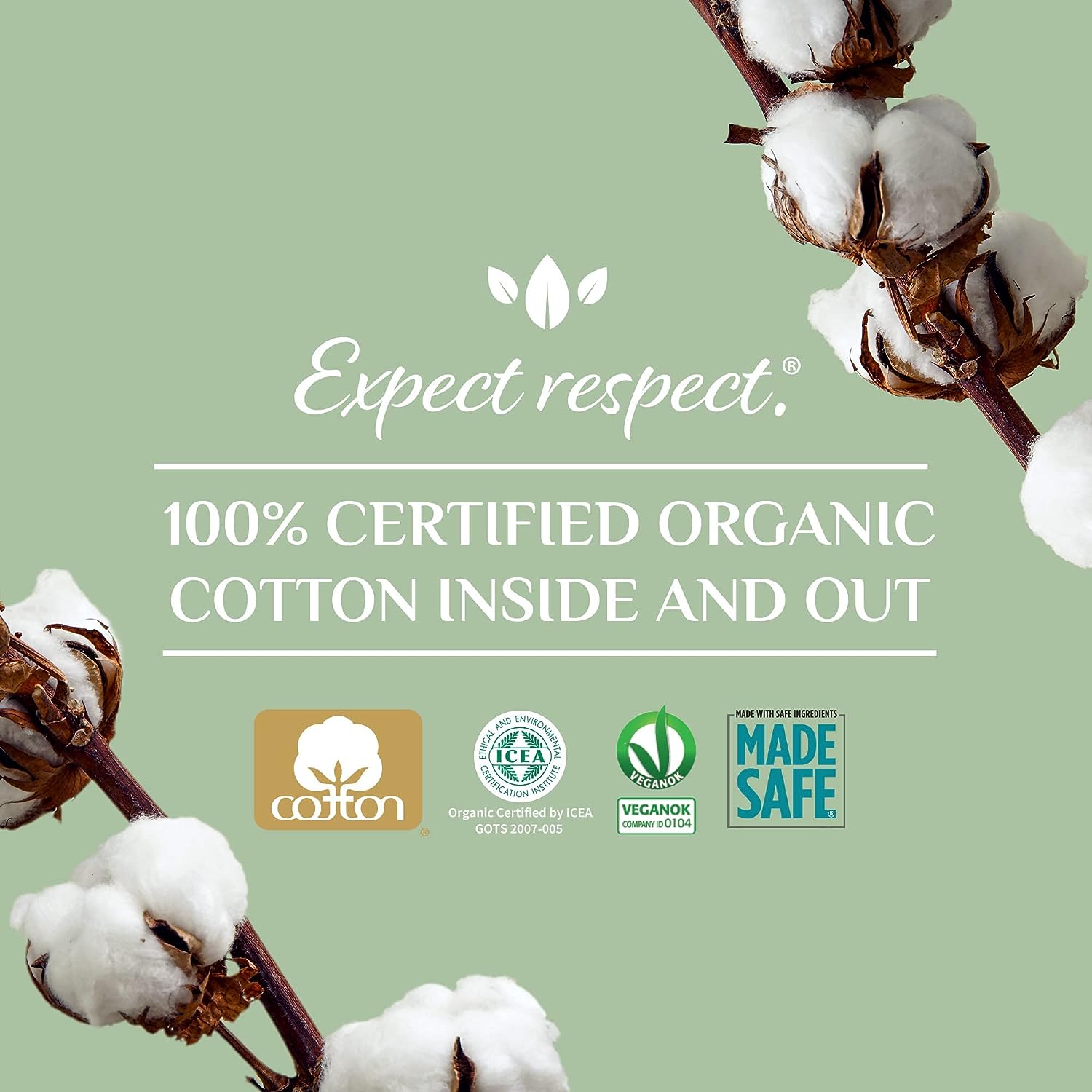 Organyc Menstrual Pads - 100% Organic Cotton, Hypoallergenic, Ultra Absorbent - 10 Count