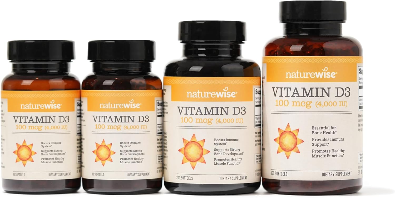 NatureWise Vitamin D3 4000iu - Supports Muscle Function & Immune Health, Non-GMO - 90 Mini Softgels