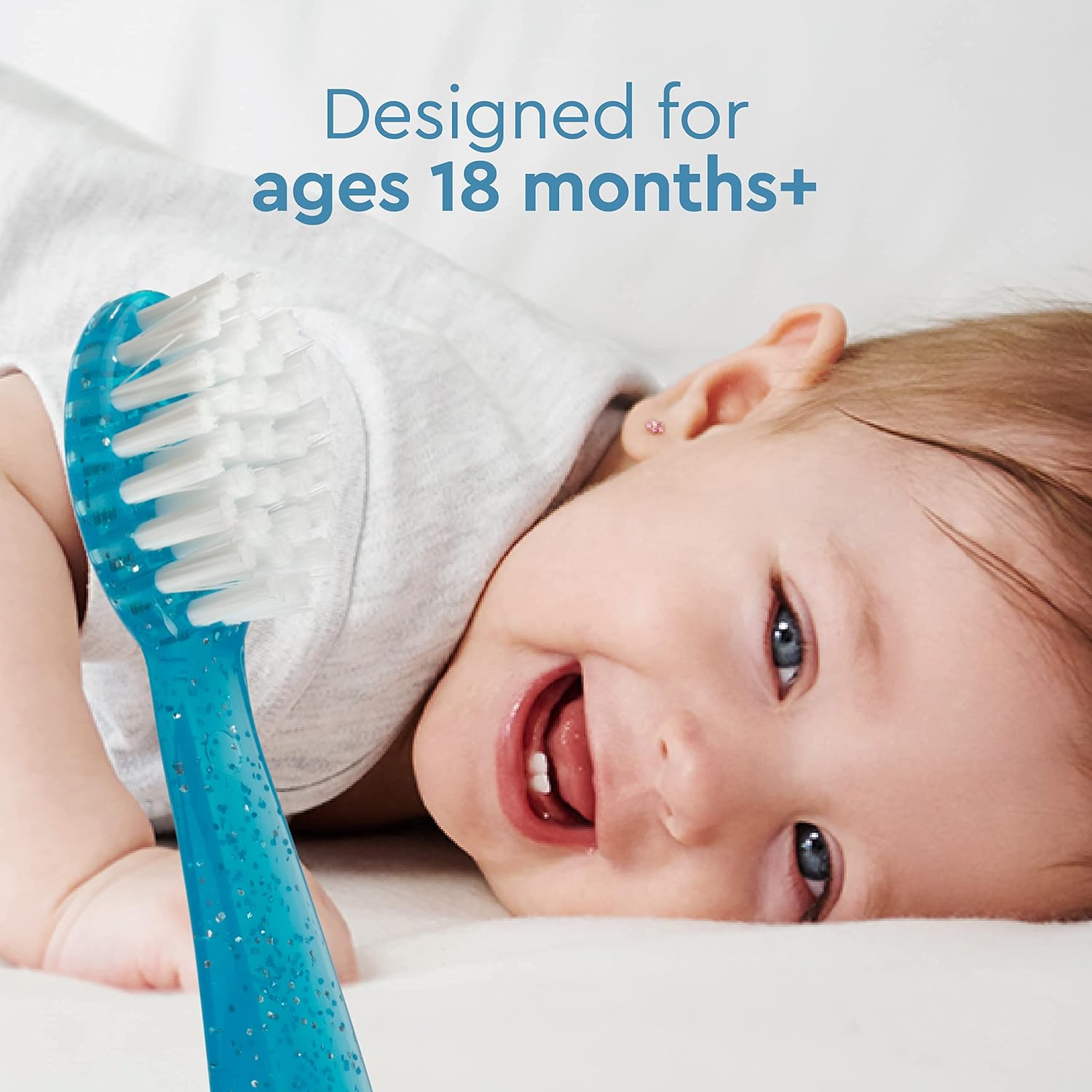 RADIUS Totz Kids Toothbrush - Extra Soft Bristles for Delicate Teeth & Gums, BPA-Free - Pink Sparkle