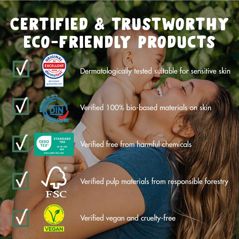 Eco by Naty Baby Diapers - 100% Plant-Based, Hypoallergenic, Super Absorbent - Size N, 100 Count