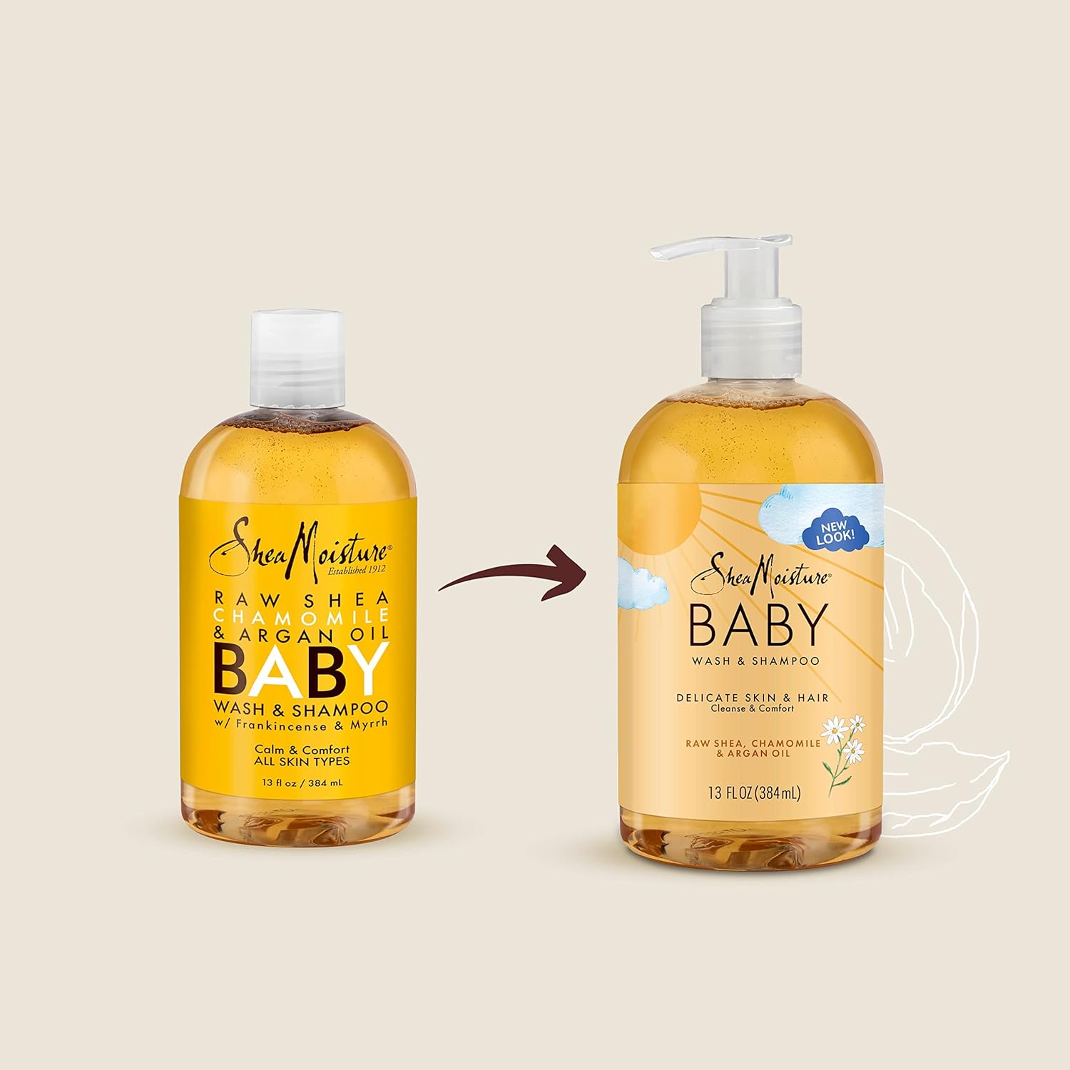 SheaMoisture Baby Shampoo & Body Wash - Gentle Cleanser with Chamomile, Argan Oil - 13oz