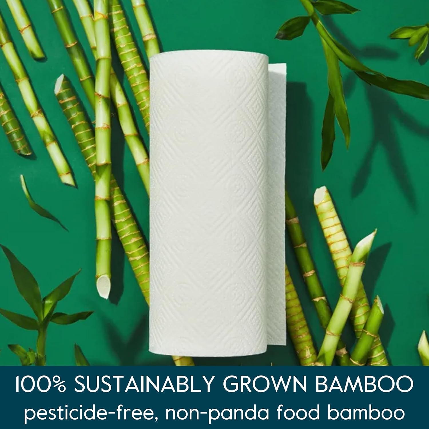 Bamboo Paper Towels, Tree Free & Sustainable Kitchen Paper Towels, Strong & Absorbent with Custom Select Sheets for Less Waste, Zero Plastic Waste. 140 X 2-Ply Sheets per Roll, 6 Pack Rolls