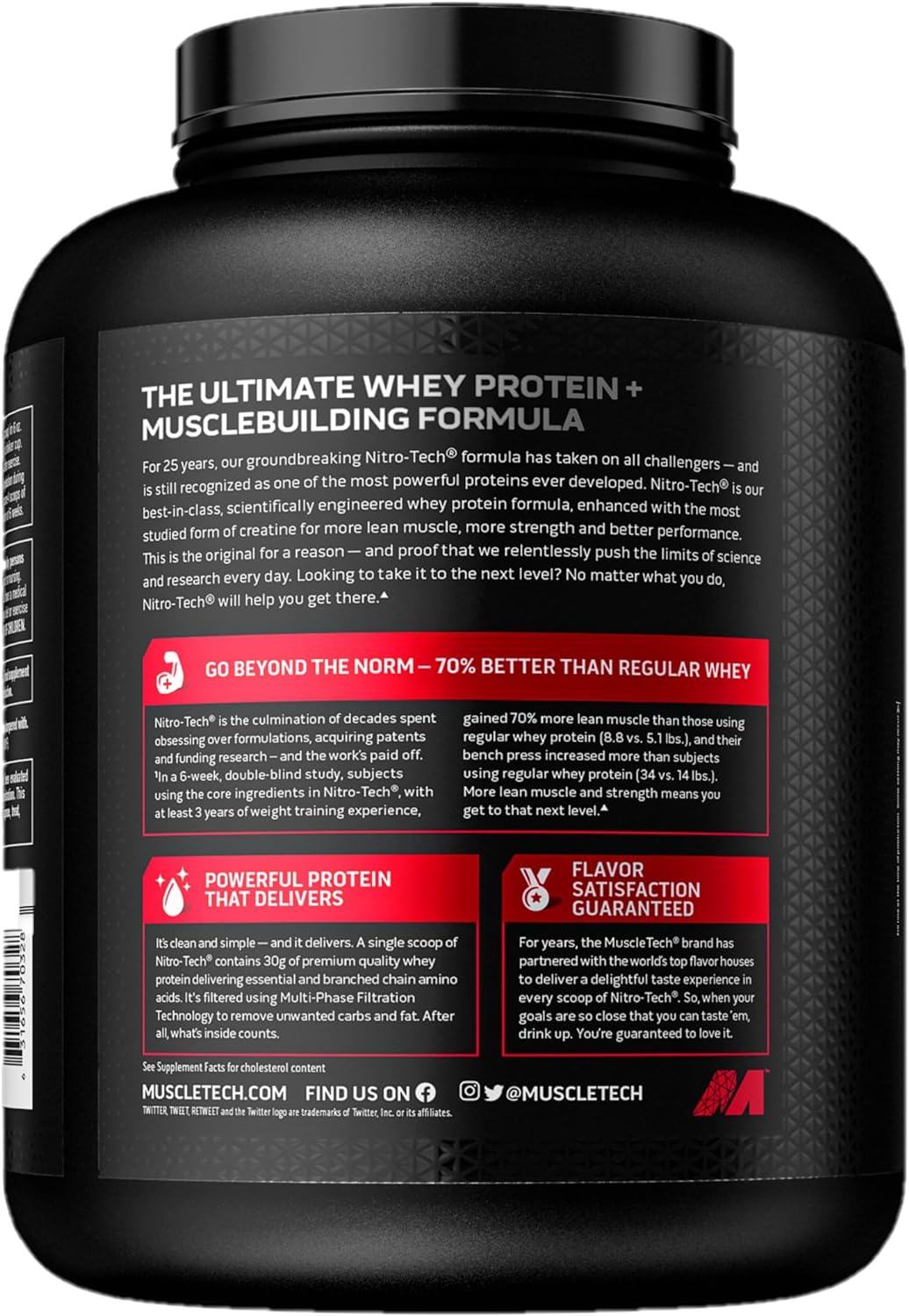 Muscletech Whey Protein Powder - Muscle Builder, 30g Protein, 3g Creatine, Milk Chocolate - 4lb