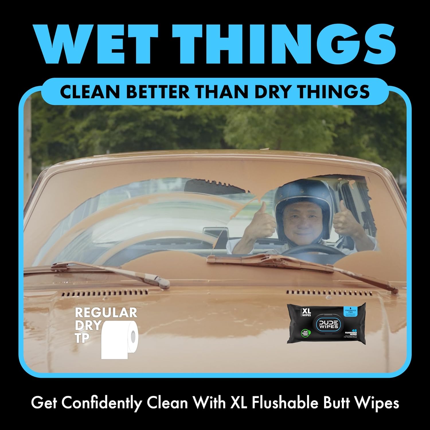 DUDE Wipes - Extra-Large Flushable Wet Wipes with Aloe & Vitamin E - 3 Pack, 144 Wipes