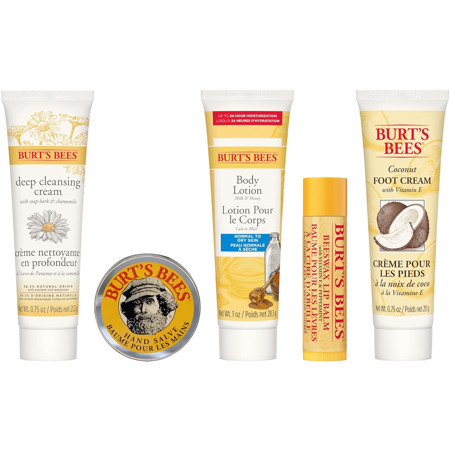 Burt's Bees Skin Care Set - Nourishing Travel Size Essentials for Hydrated Skin - 5 Items