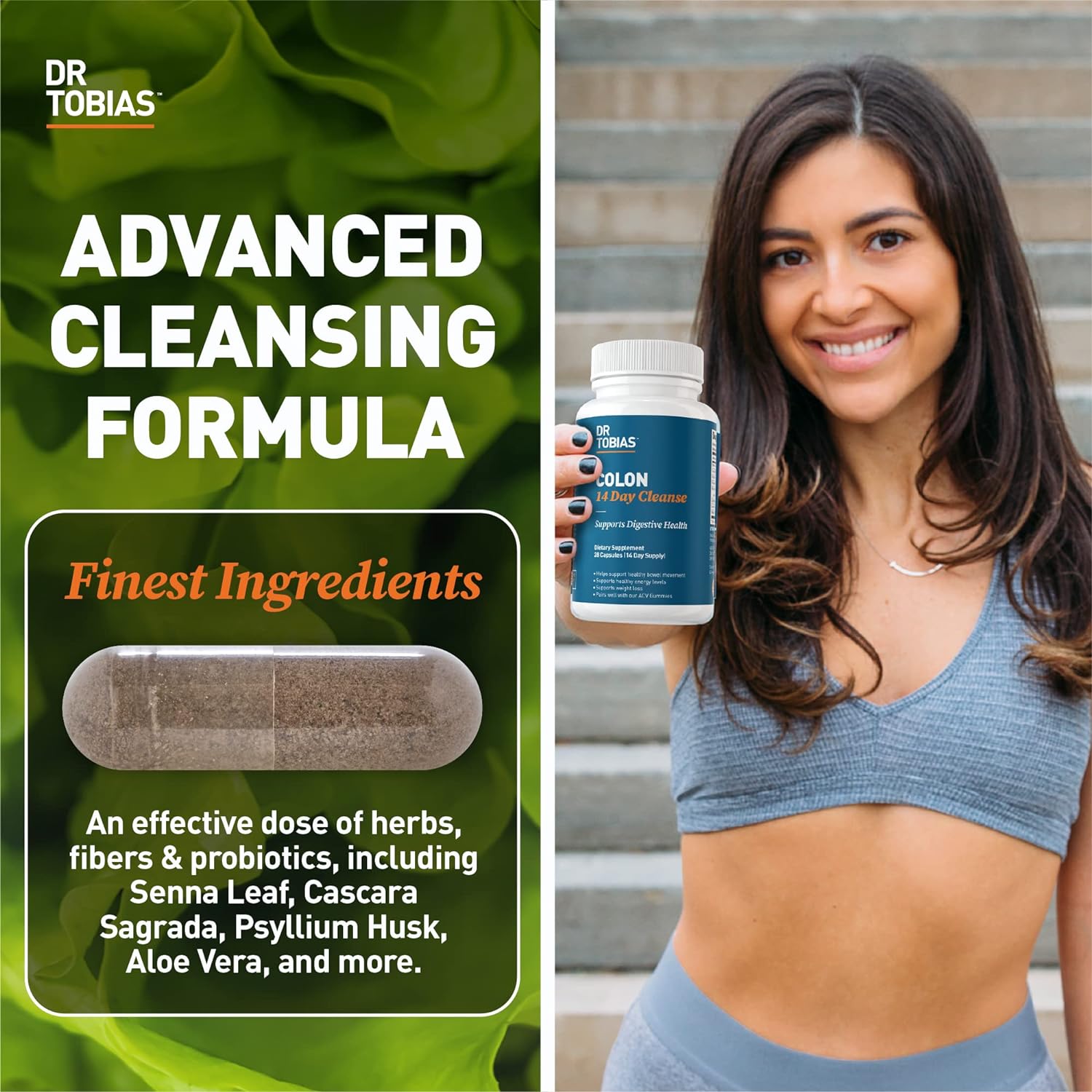 Dr. Tobias Detox & Cleanse Supplement - Supports Digestive Health with Cascara & Psyllium - 28 Caps