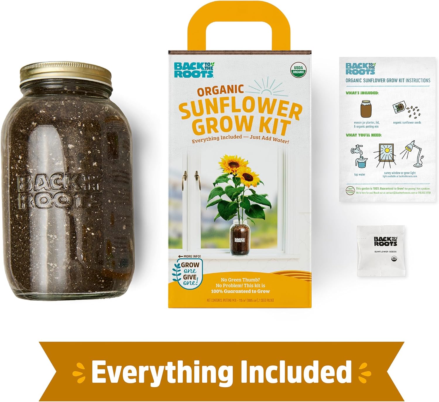 Back to the Roots Sunflower Grow Kit - Organic Seeds & Soil, Year-Round Indoor Gardening