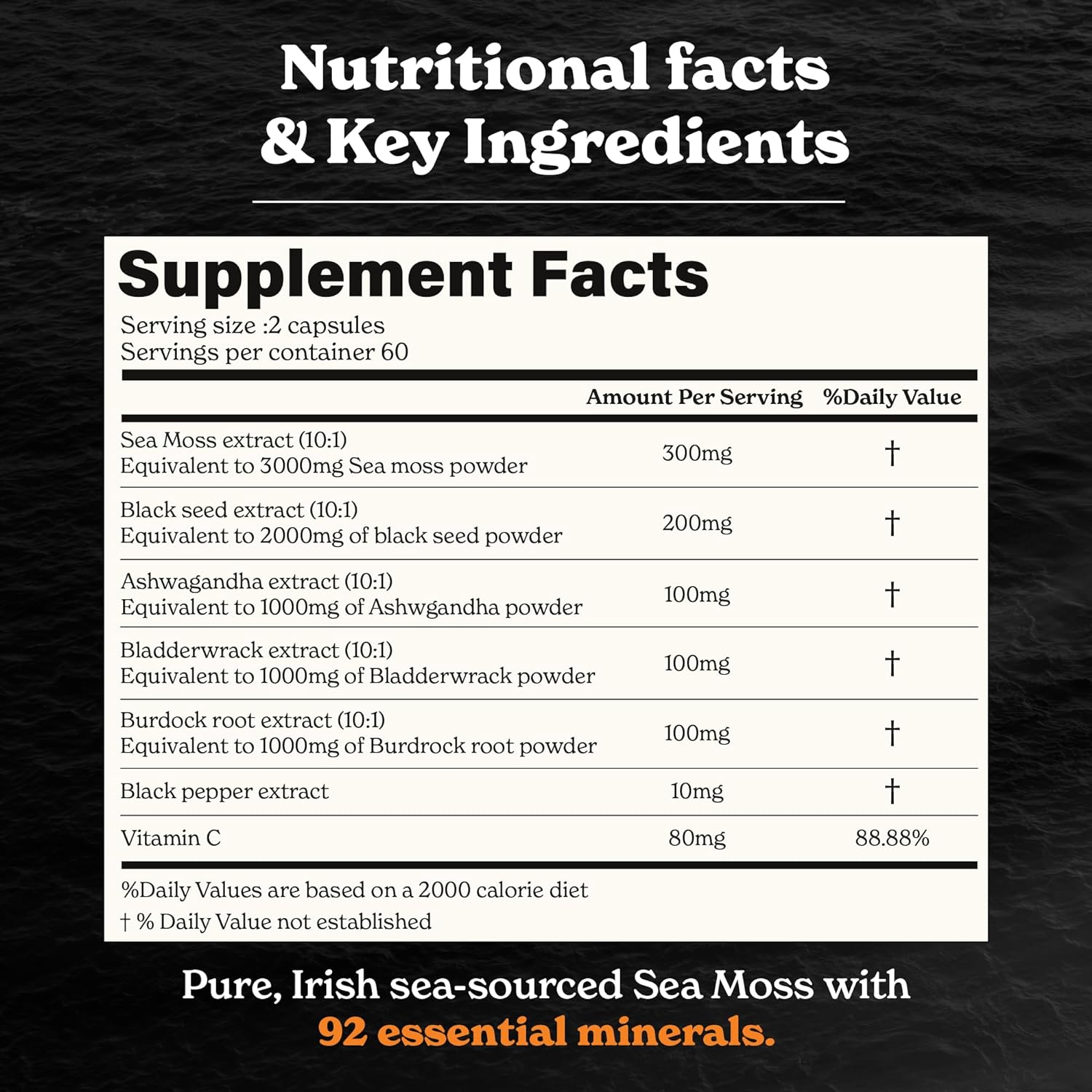 Better Alt Sea Moss Capsules - Boost Energy & Immunity, Pure Irish Moss with Black Seed - 120ct