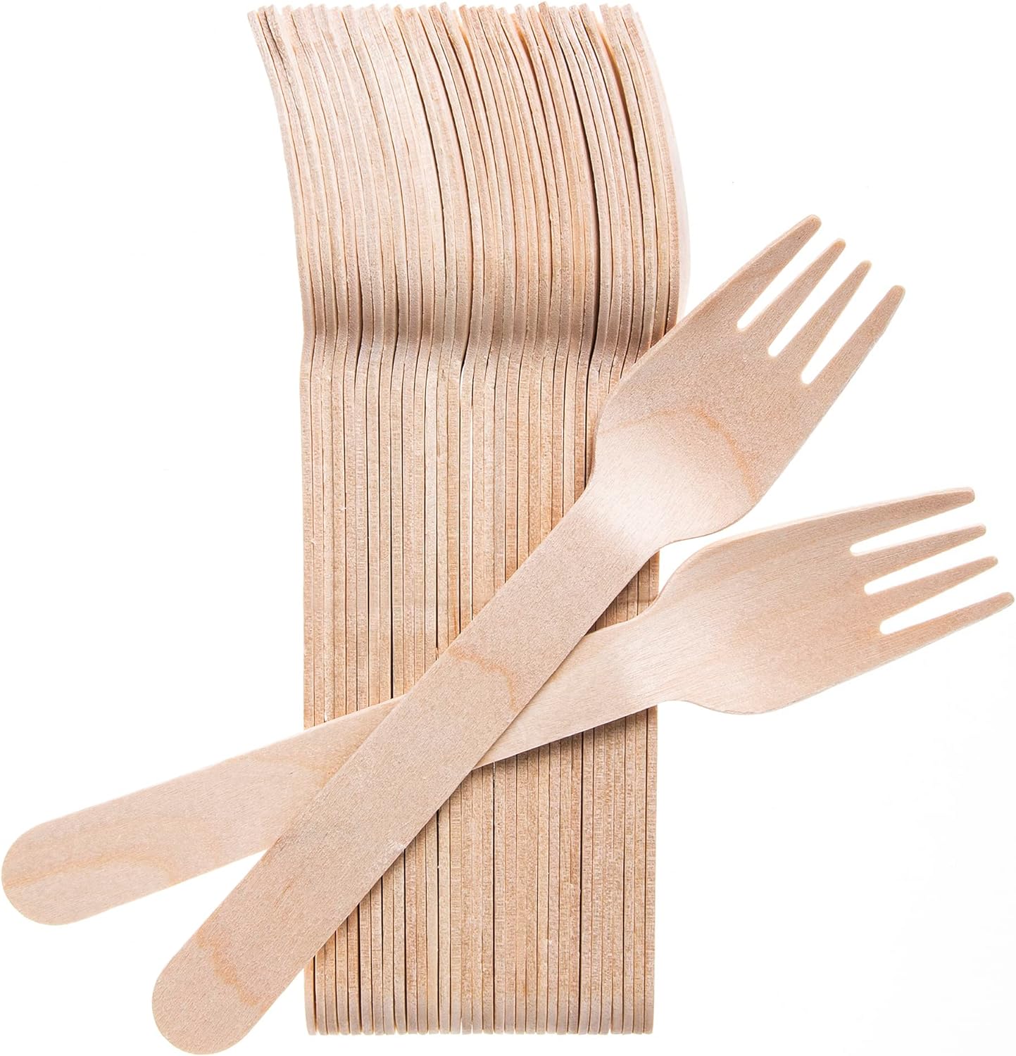 Wooden Forks Disposable - 100 Splinter-Free 6.5" Compostable Forks – Biodegradable and Eco Friendly Disposable Forks Utensils for Outdoors and Parties