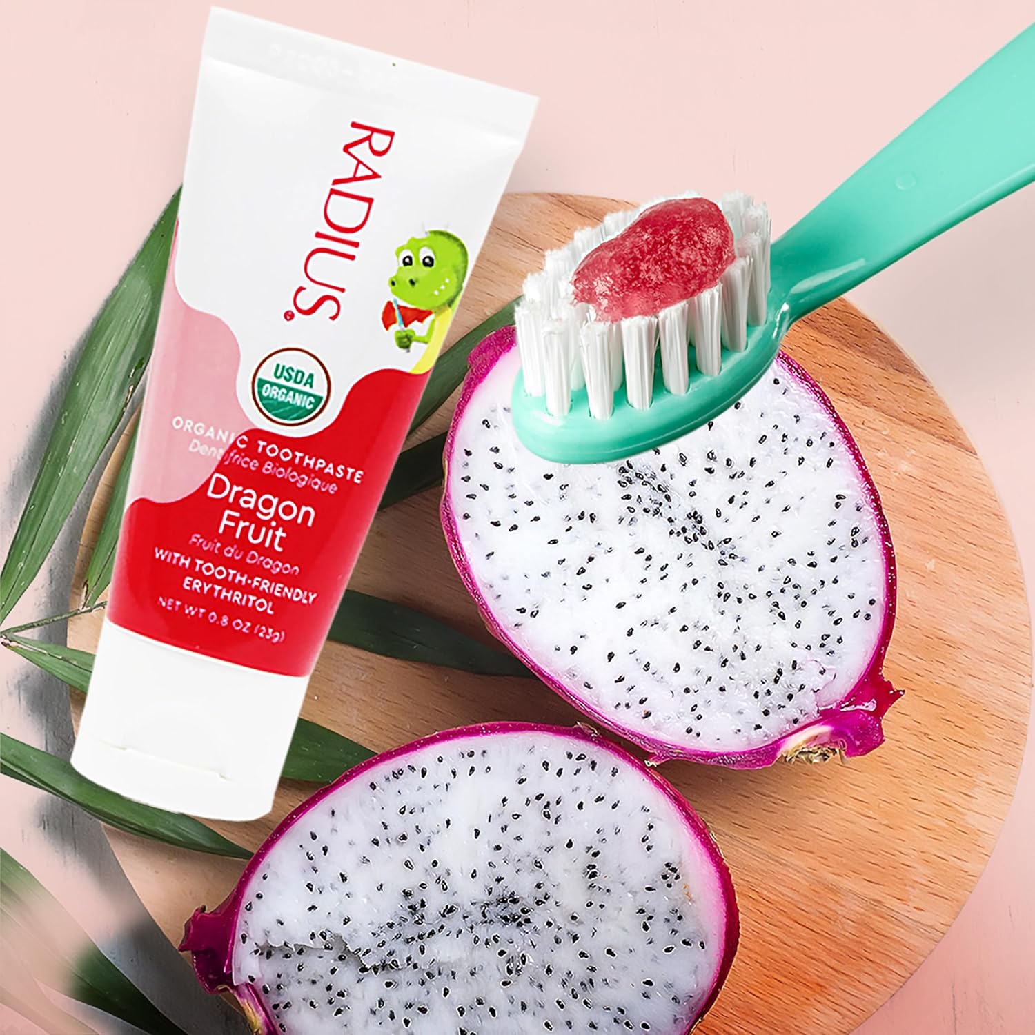 RADIUS Organic Kids Toothpaste - Promotes Gum Health, Non-Toxic, Dragon Fruit Flavor - 3oz