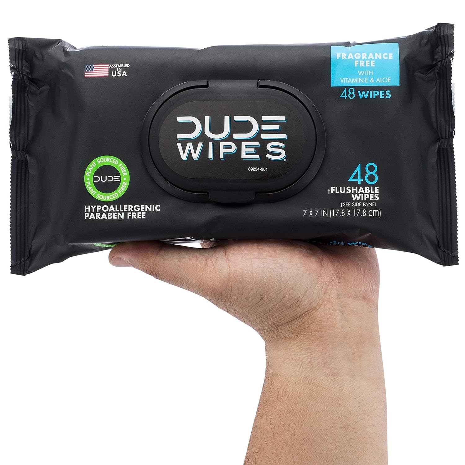 DUDE Wipes - Extra-Large Flushable Wet Wipes with Aloe & Vitamin E - 3 Pack, 144 Wipes