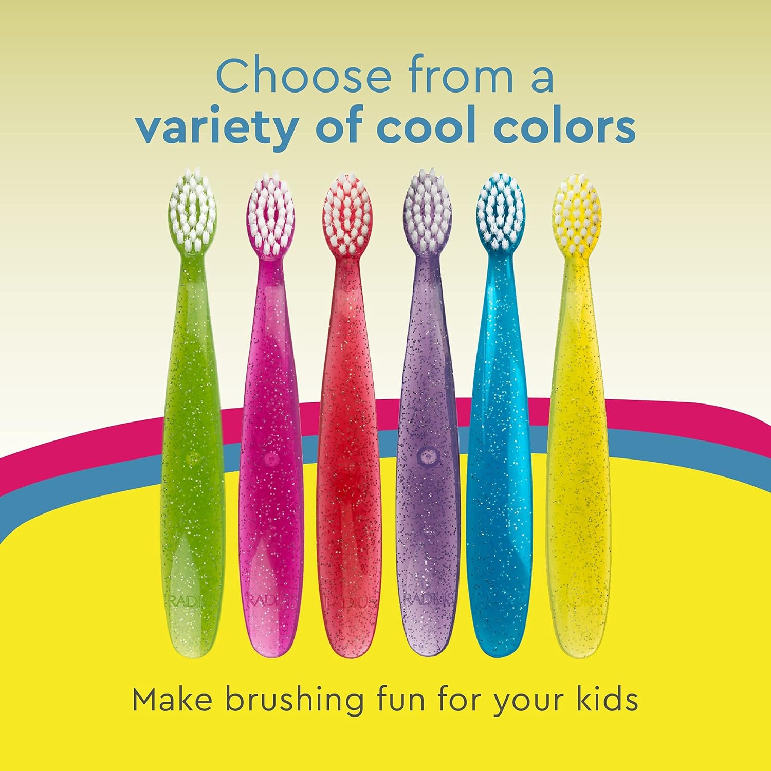 RADIUS Totz Kids Toothbrush - Extra Soft Bristles for Delicate Teeth & Gums, BPA-Free - Pink Sparkle