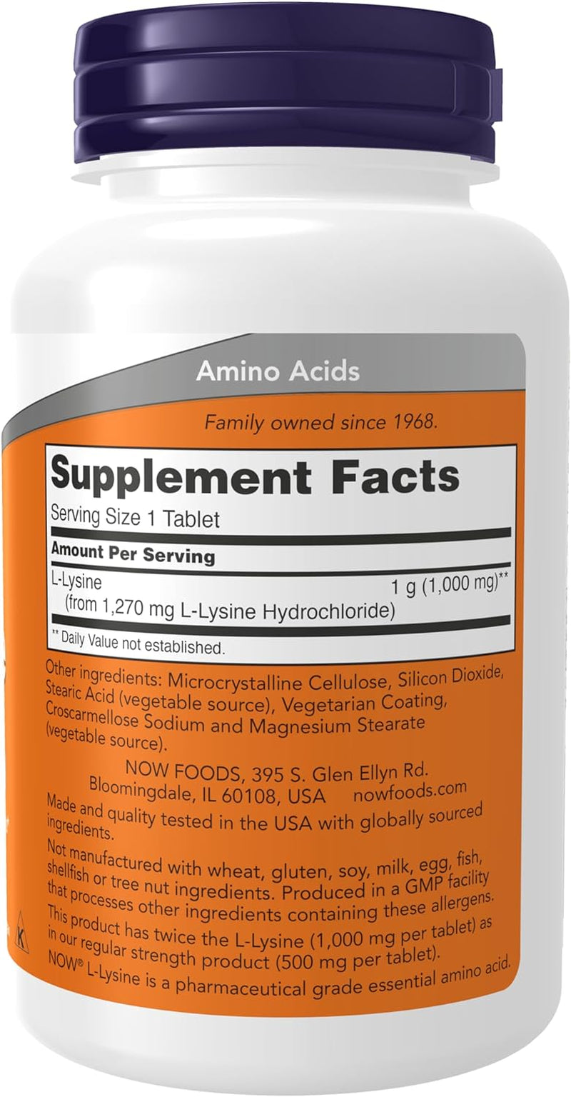 Supplements, (L-Lysine Hydrochloride) 1,000 Mg, Double Strength, Amino Acid, 100 Tablets