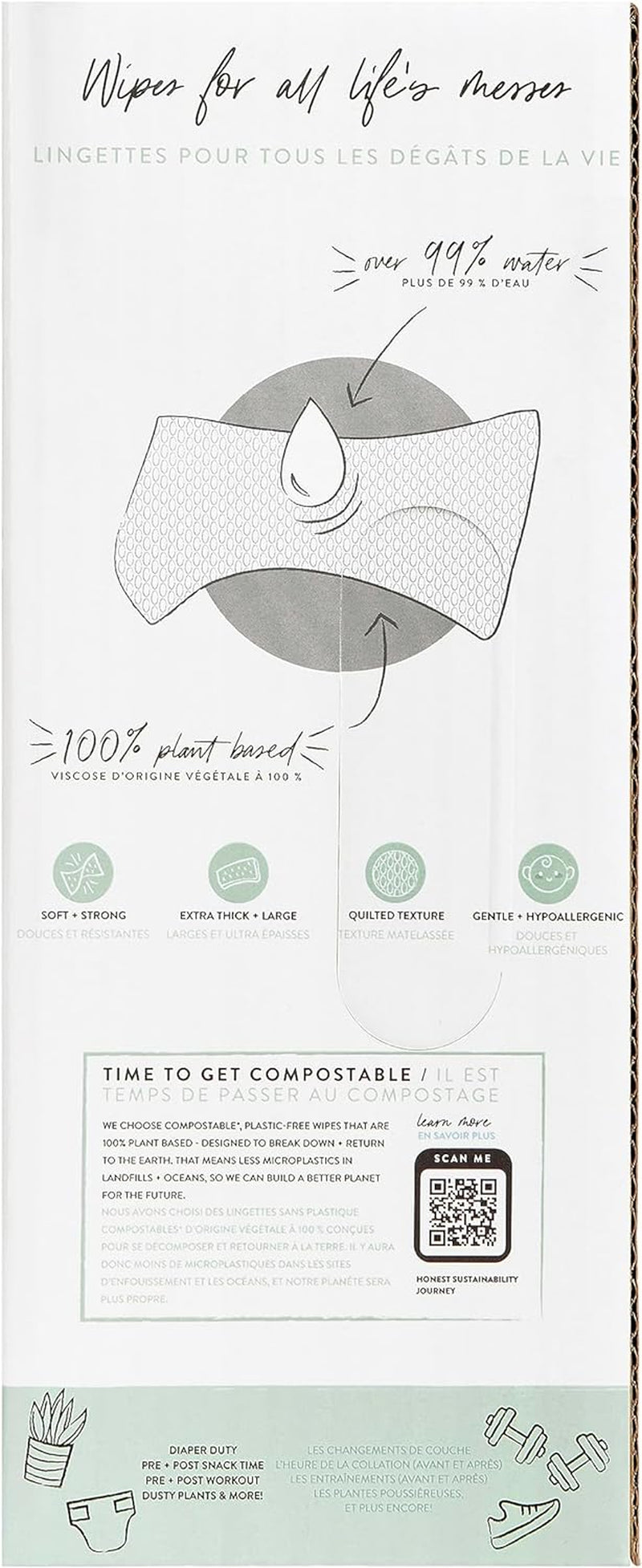 Clean Conscious Unscented Wipes | over 99% Water, Compostable, Plant-Based, Baby Wipes | Hypoallergenic for Sensitive Skin, EWG Verified | Balance Blues, 288 Count