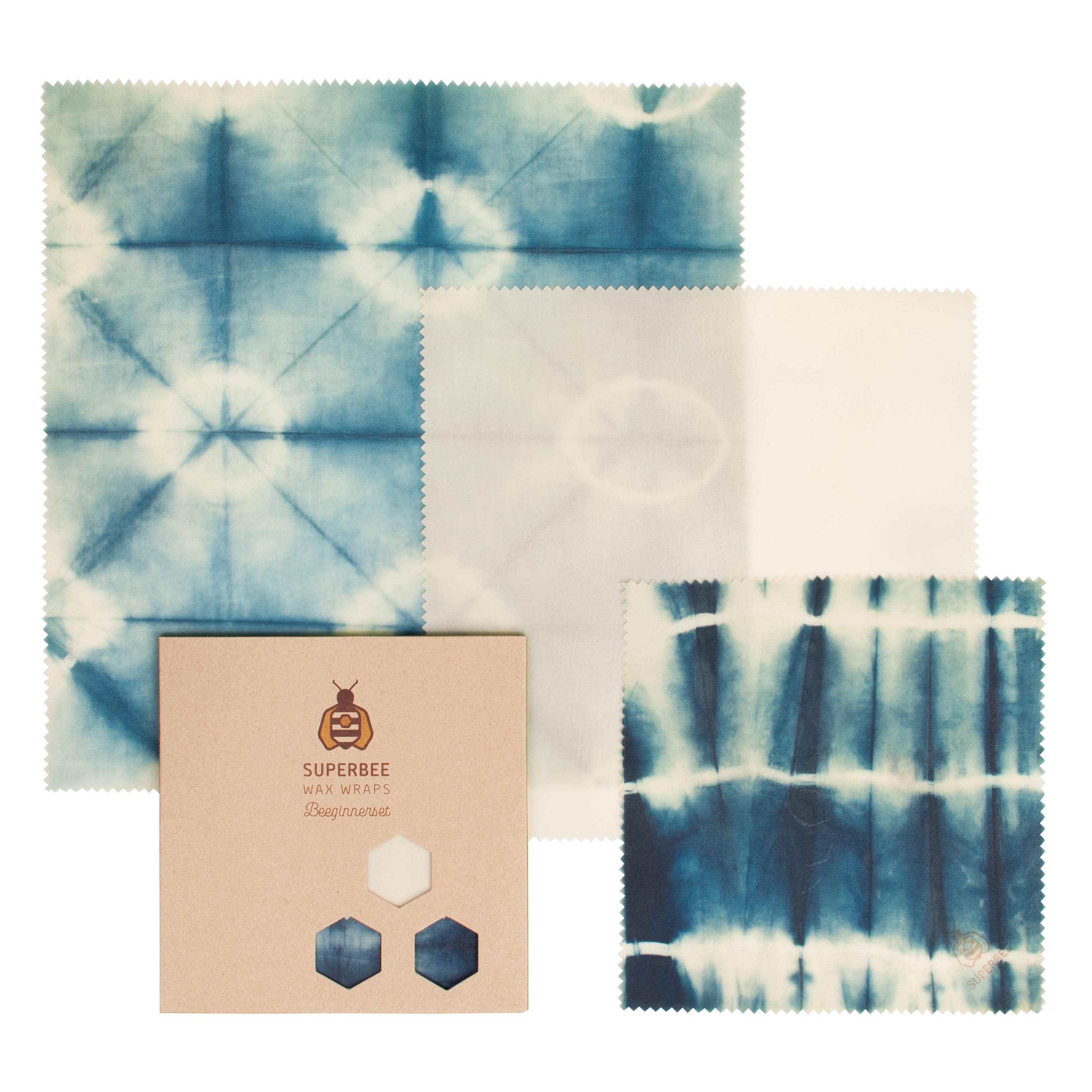 Beeswax Wraps “Beeginner” Set of 3 Sizes - Bee Indigo