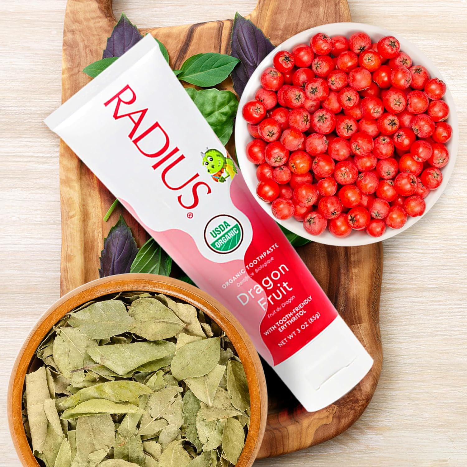 RADIUS Organic Kids Toothpaste - Promotes Gum Health, Non-Toxic, Dragon Fruit Flavor - 3oz