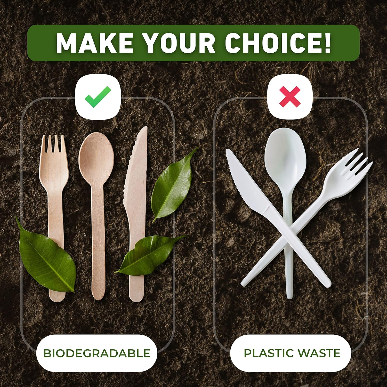 Wooden Forks Disposable - 100 Splinter-Free 6.5" Compostable Forks – Biodegradable and Eco Friendly Disposable Forks Utensils for Outdoors and Parties