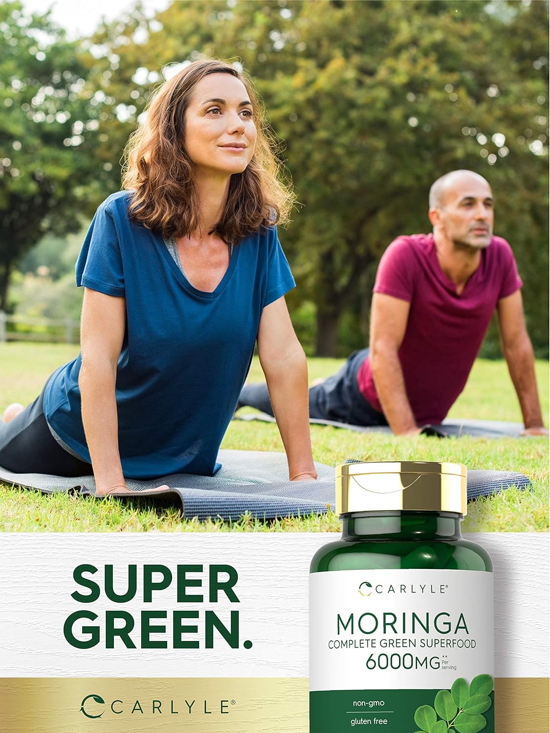 Carlyle Moringa Supplement - Antioxidant-Rich Superfood Blend, Non-GMO, Gluten Free - 180 Capsules