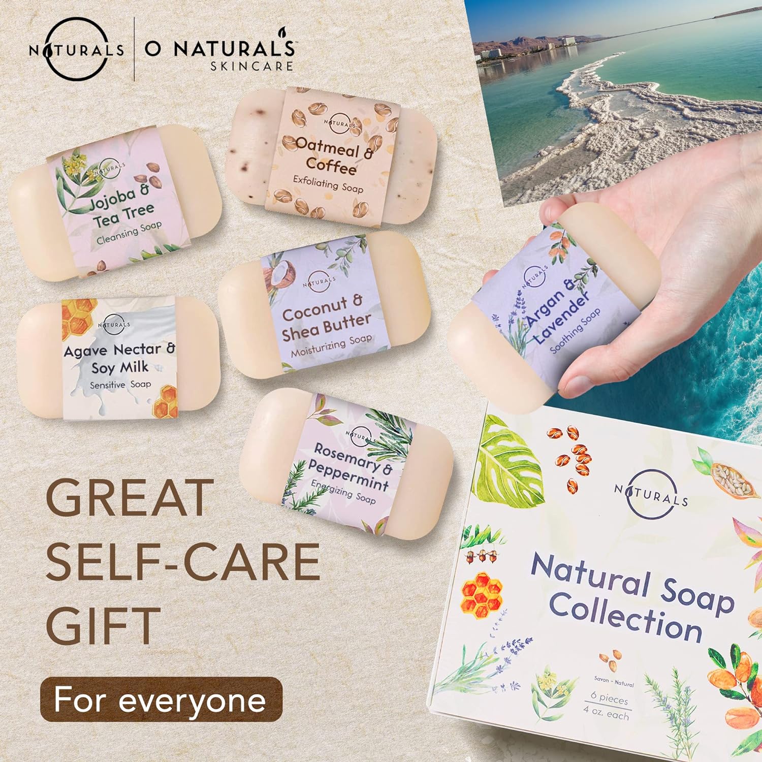 O Naturals Bar Soap Set - Nourishing Organic Ingredients, Triple Milled Luxury - 6 PCS