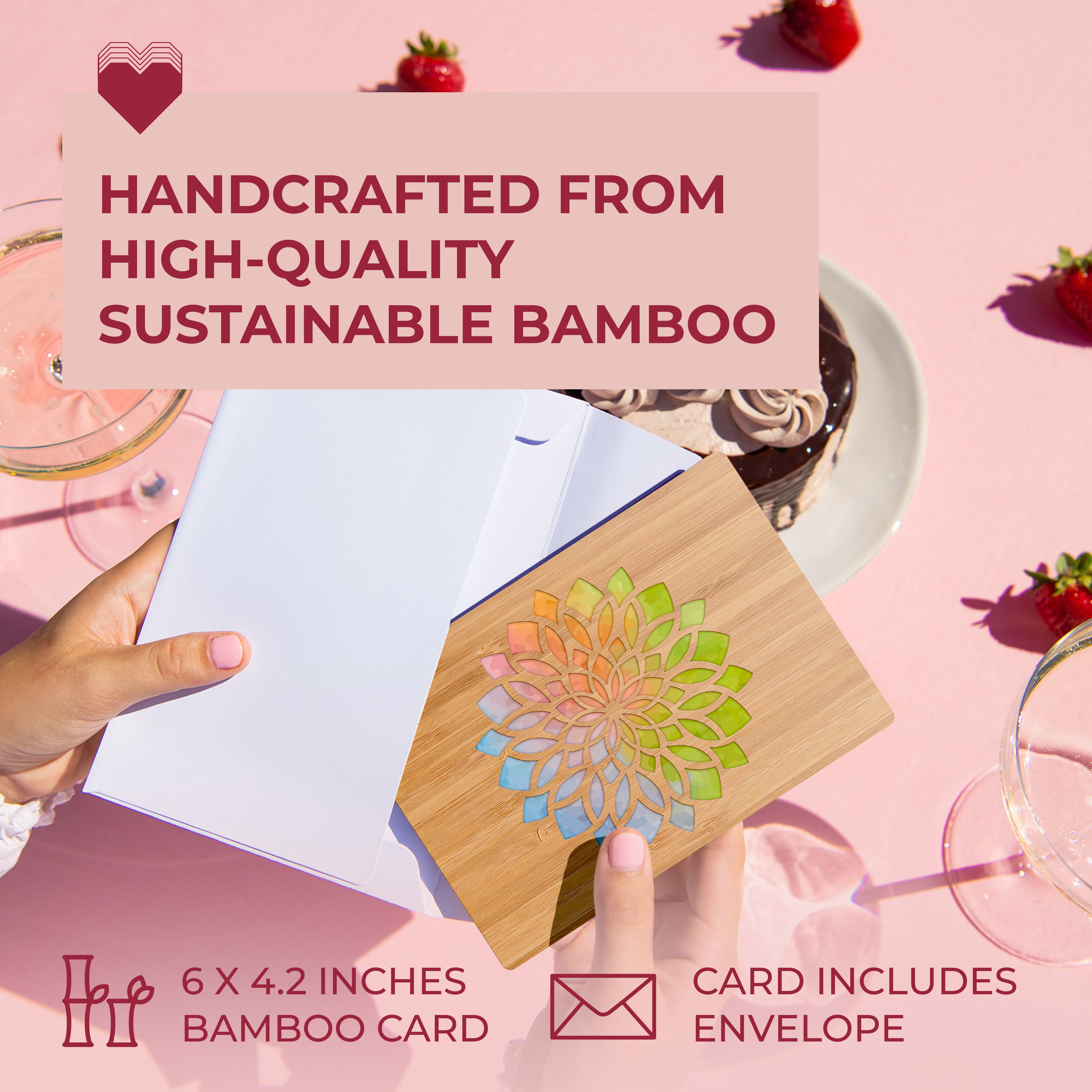 Handcrafted Bamboo Anniversary Cards | Abstract Flower