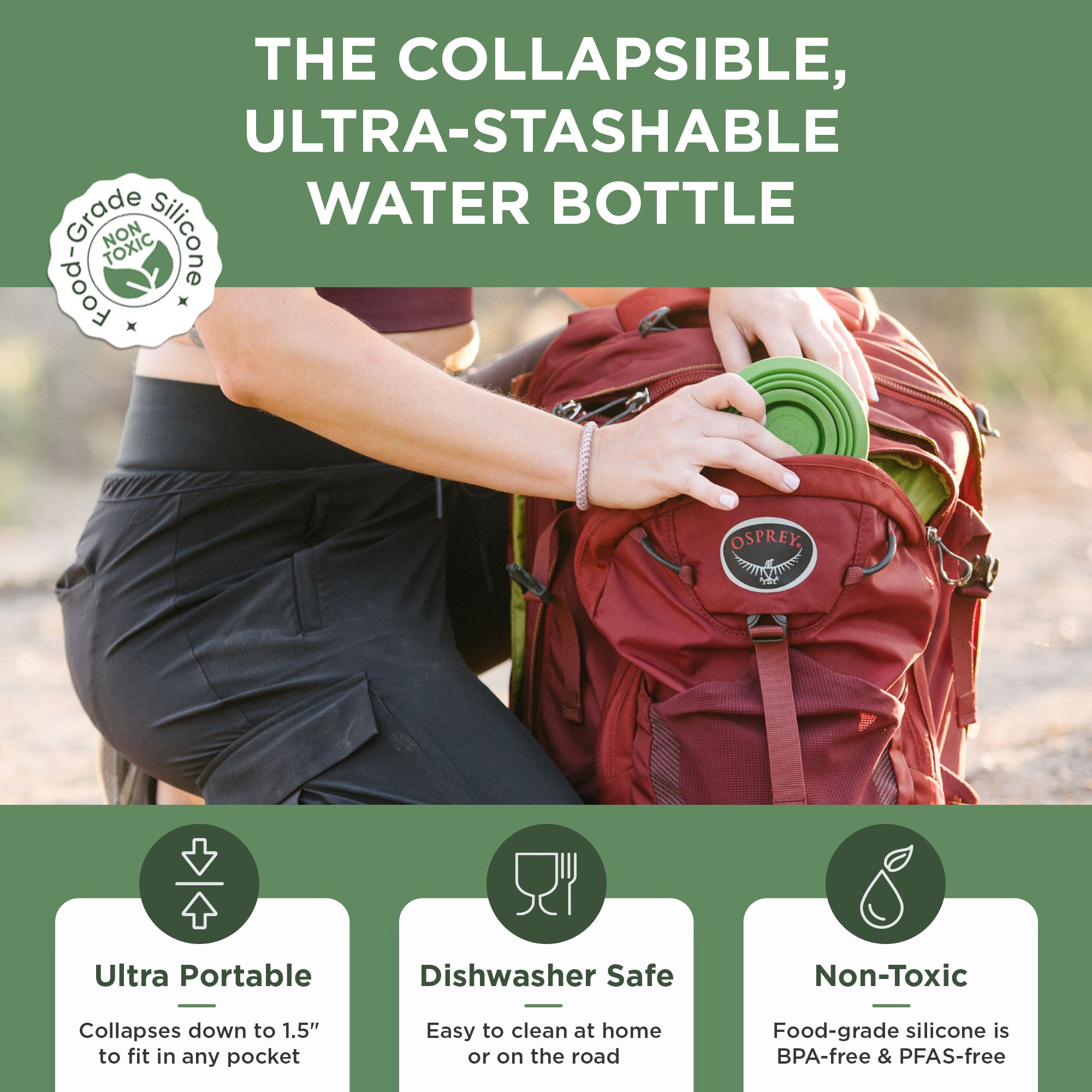 Collapsible Water Bottle - 25 oz