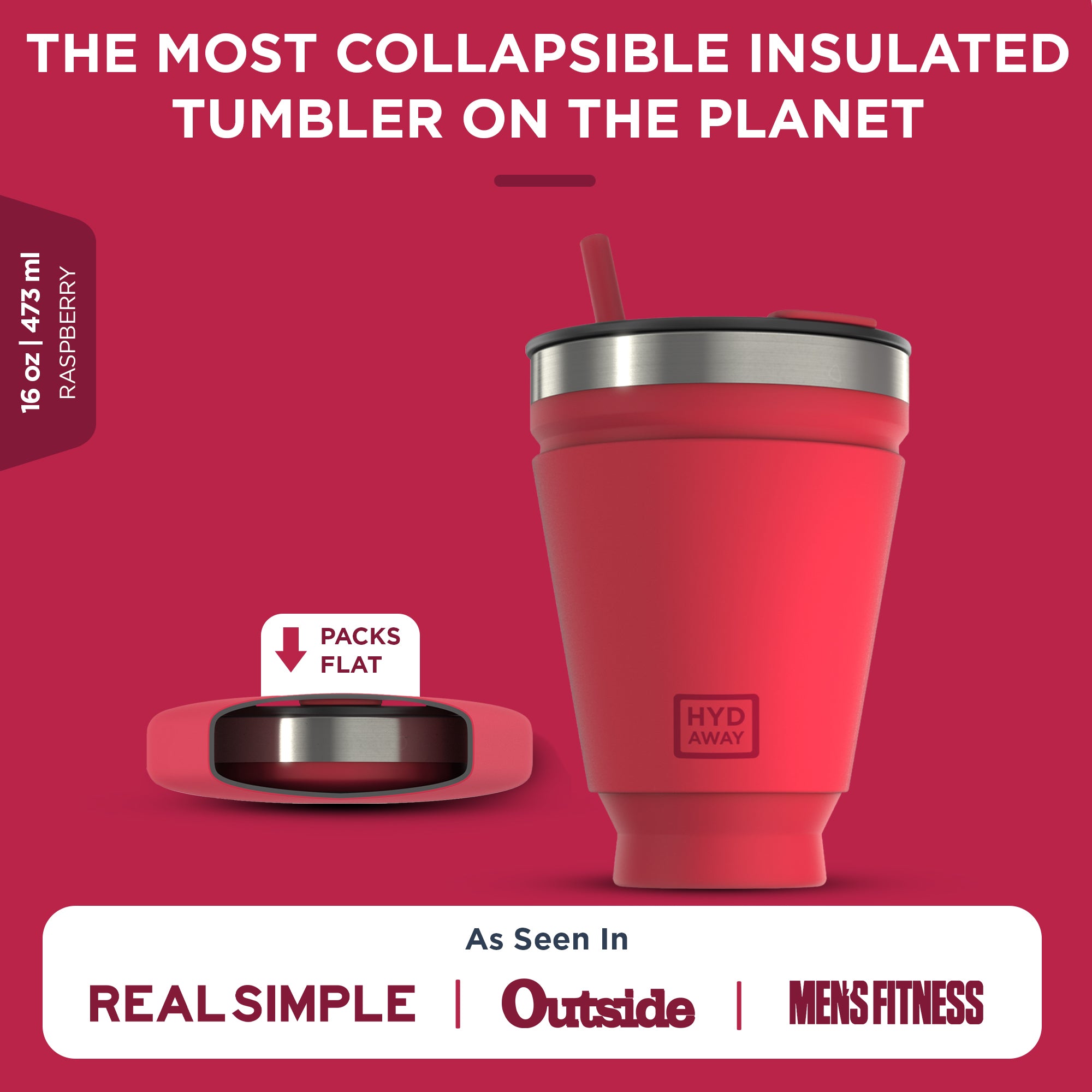 Collapsible Insulated Tumbler with Lid | 16oz, Silicone