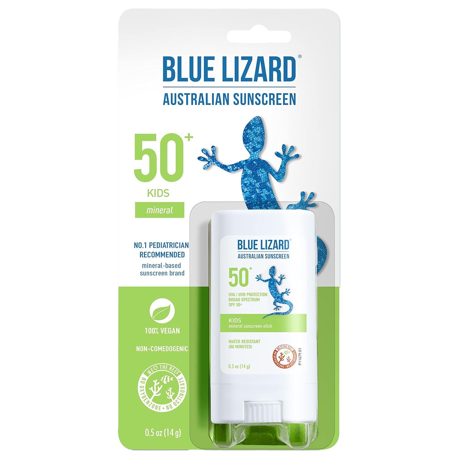 BLUE LIZARD Mineral Sunscreen Stick - SPF 50+ Water-Resistant, Fragrance-Free - 0.5 oz