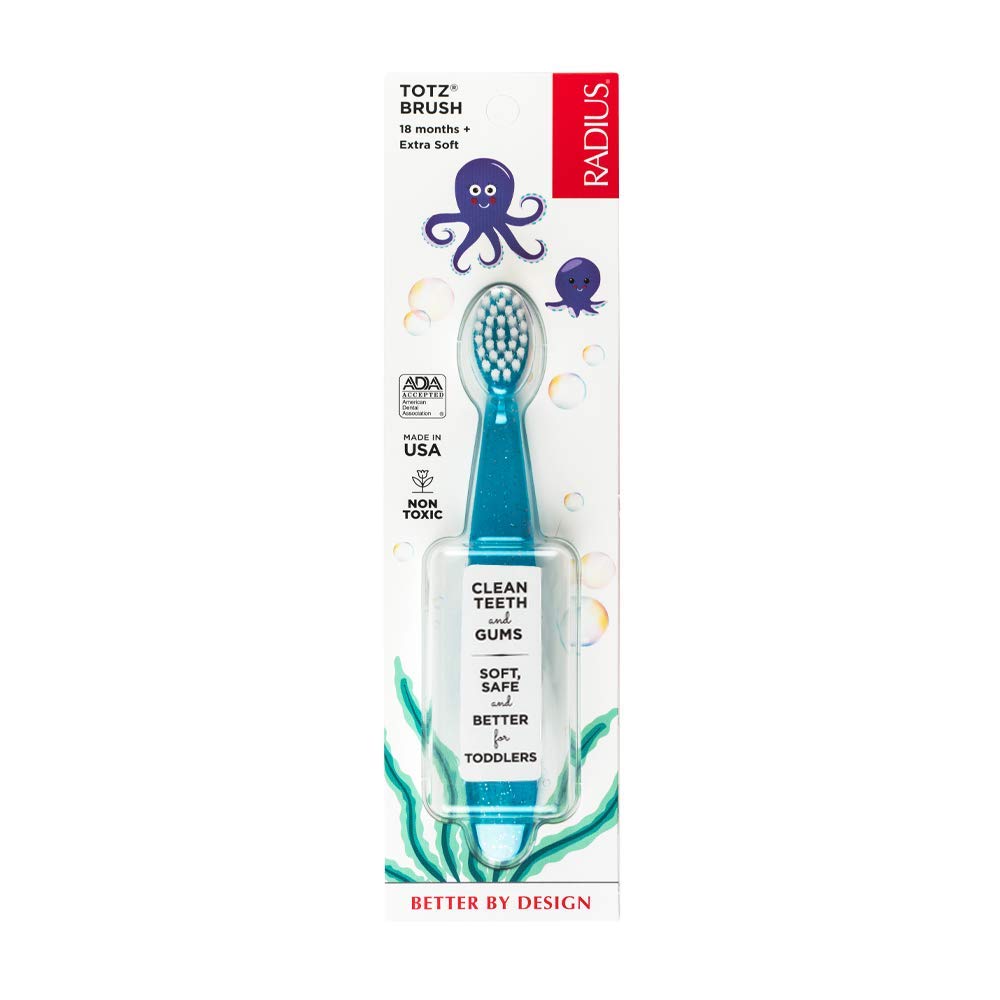 RADIUS Totz Kids Toothbrush - Extra Soft, BPA Free, ADA Accepted - Blue Sparkle, 1 Count