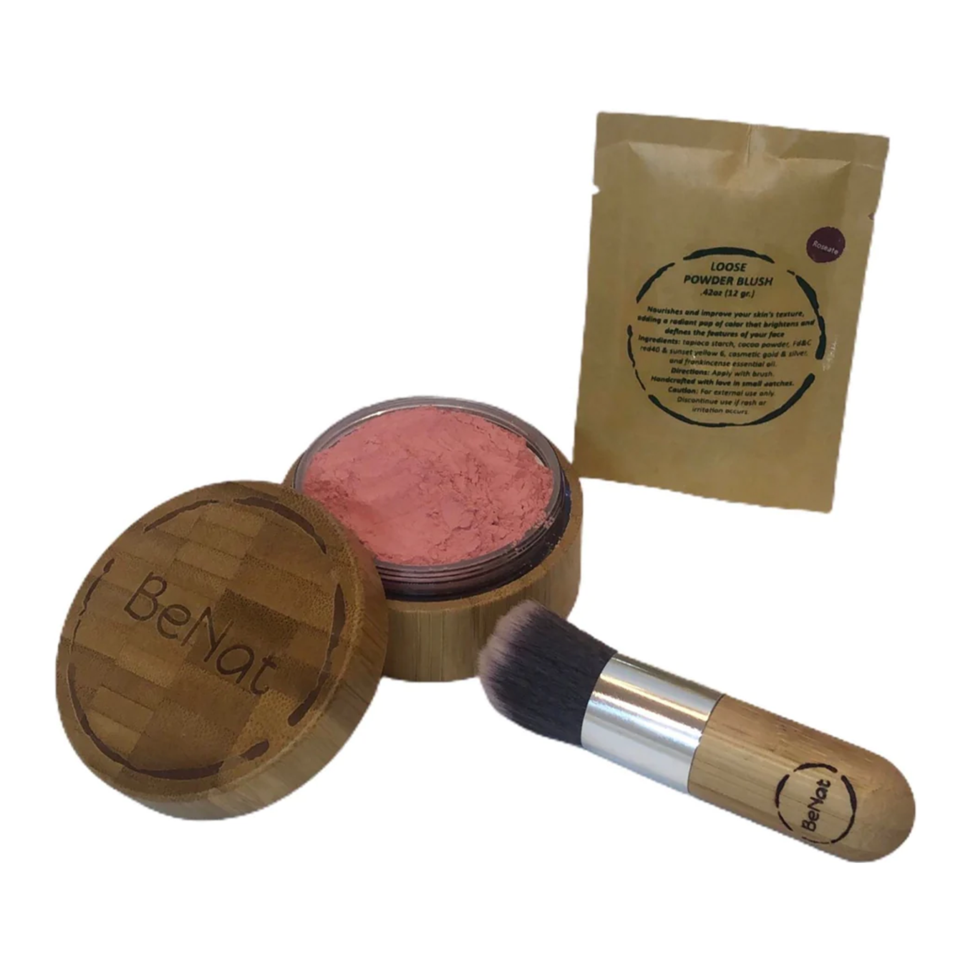 Blush Powder Set | Bamboo Container, Refill Bag, 0.4 oz