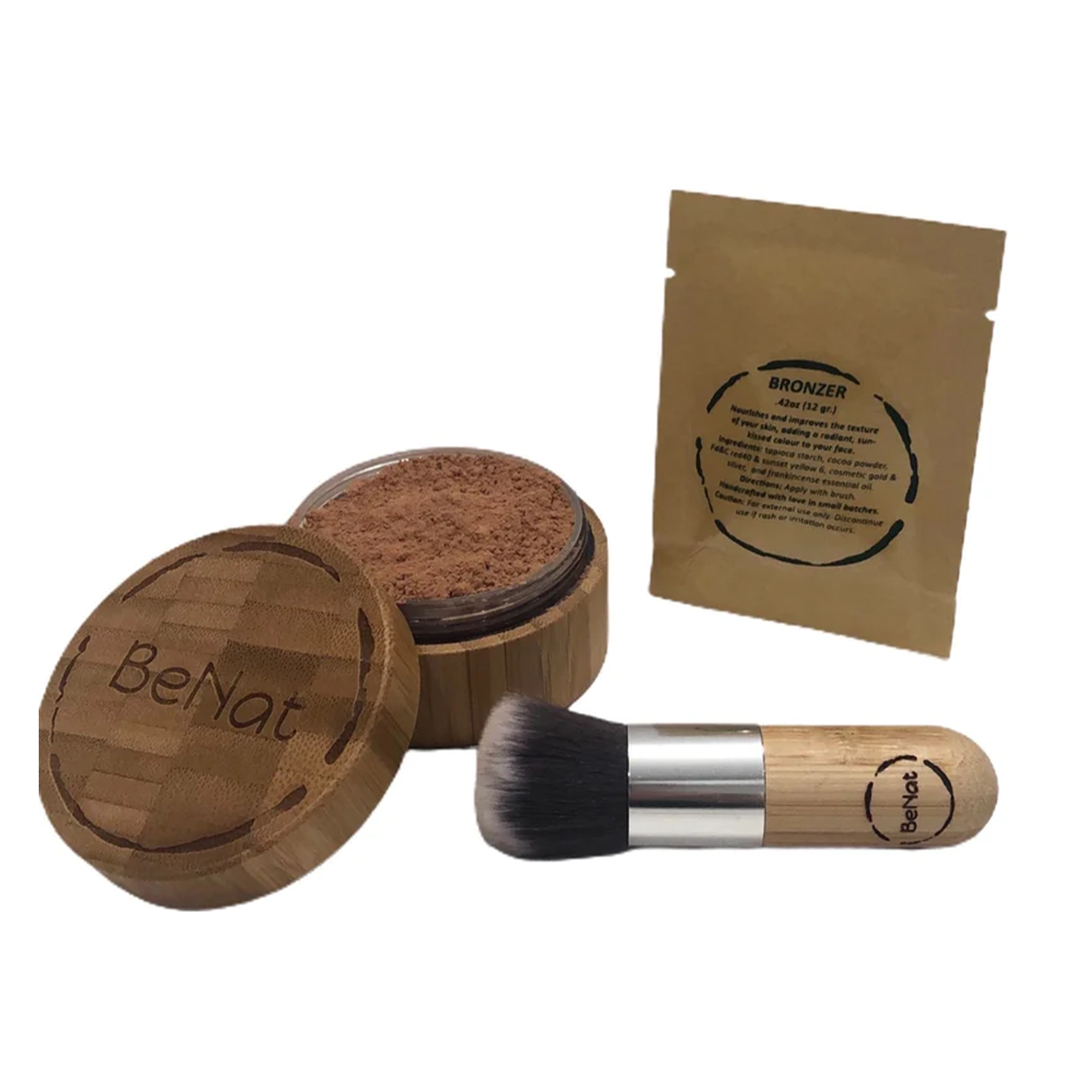 Bronzer Loose Powder Set | Bamboo Container, Refill Bag, 0.4 oz