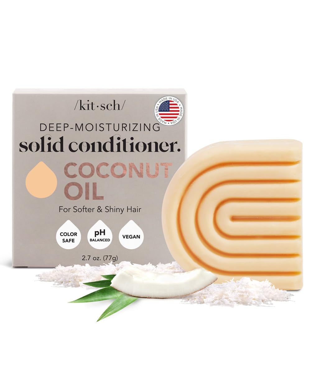 Kitsch Coconut Oil Conditioner Bar - Nourishes & Strengthens, Paraben Free - 2.7 oz