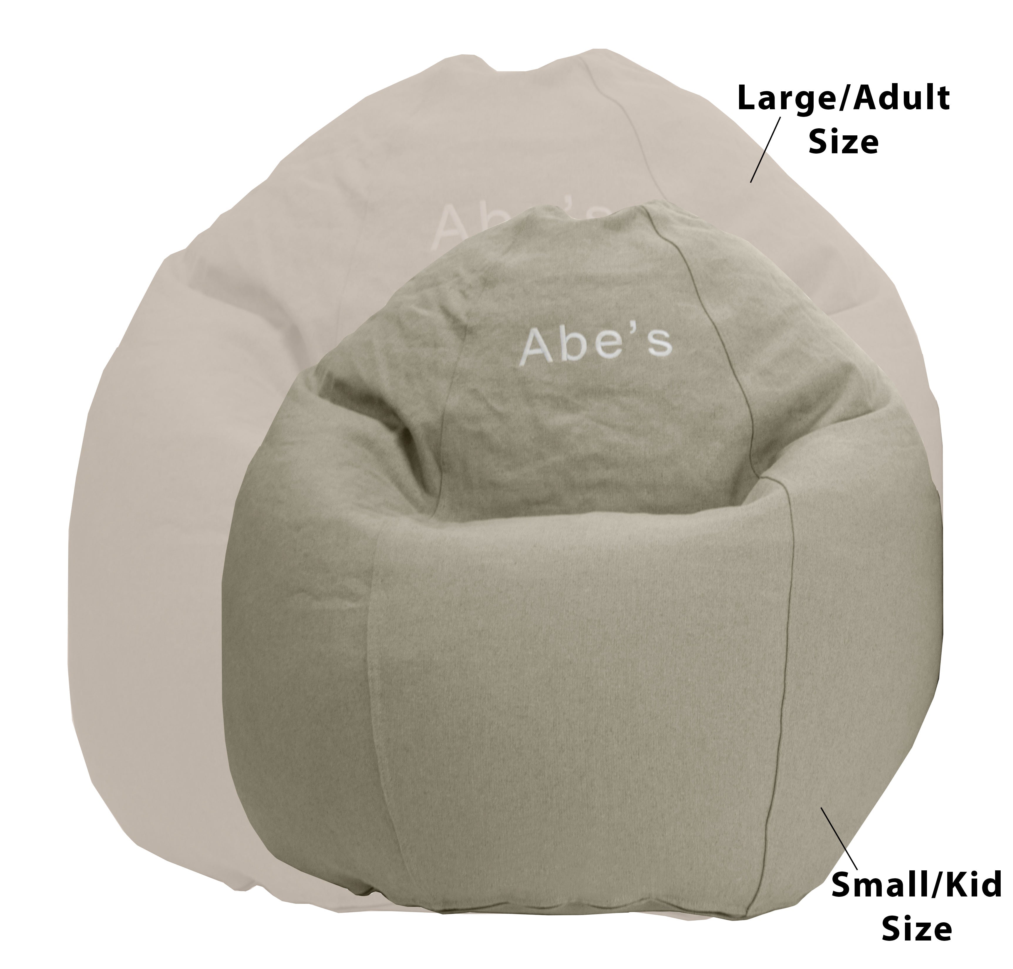 Cotton Comfy Bean Bag Chair | Hemp, 36L x 36W x 40H