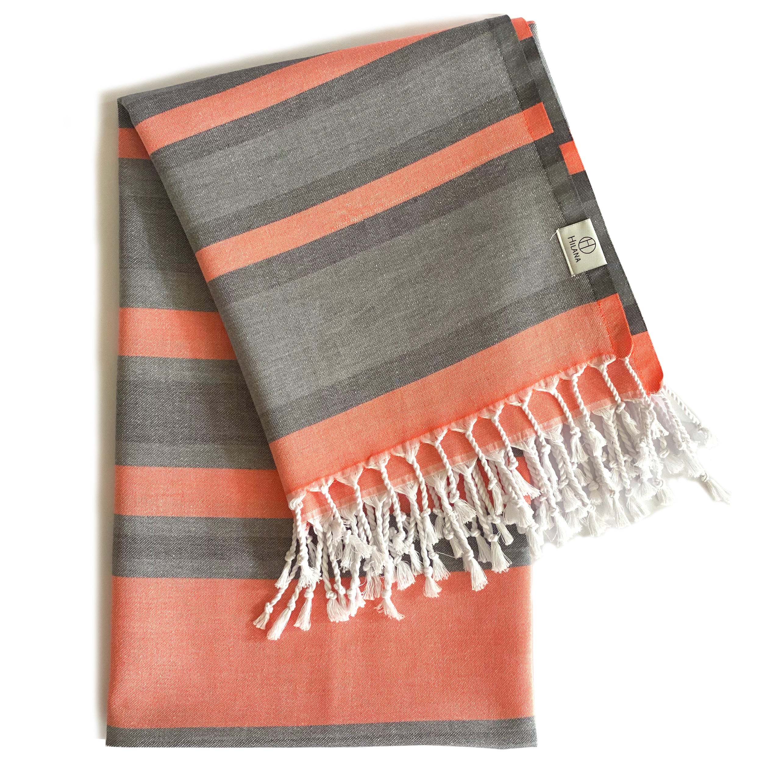 Turkish Towel/Blanket | Samara, Orange & Gray, 71" x 39"