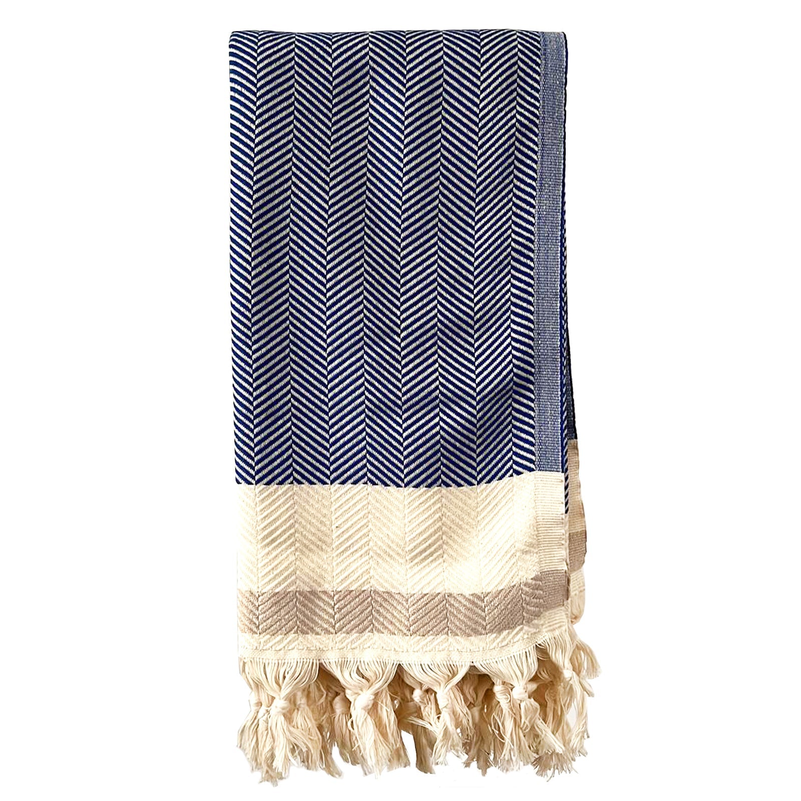 Pipa Hand-Loomed Throw Blanket | Blue, Double-Sided