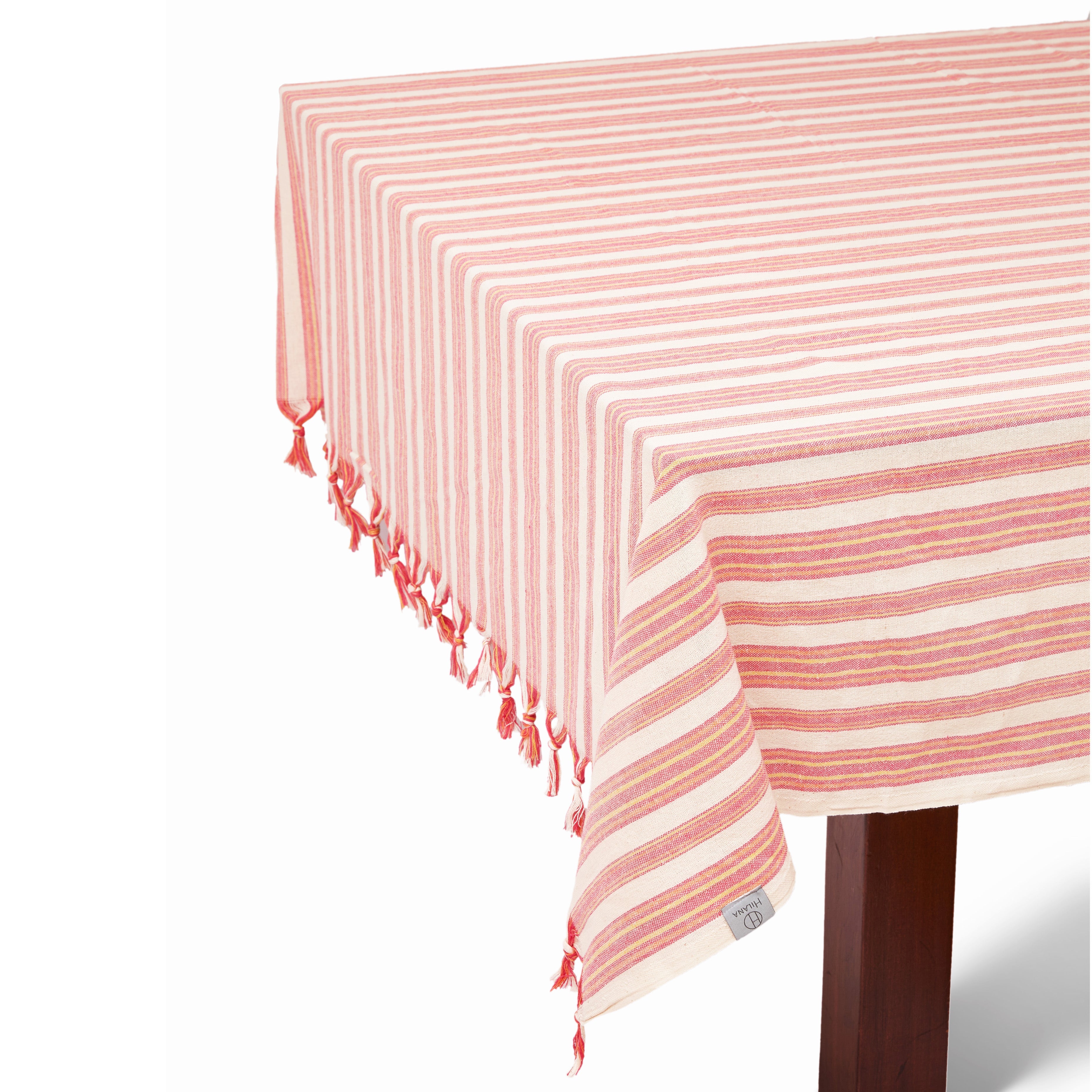 Andana Striped Tablecloth Set | Magenta, 95 x 71 in