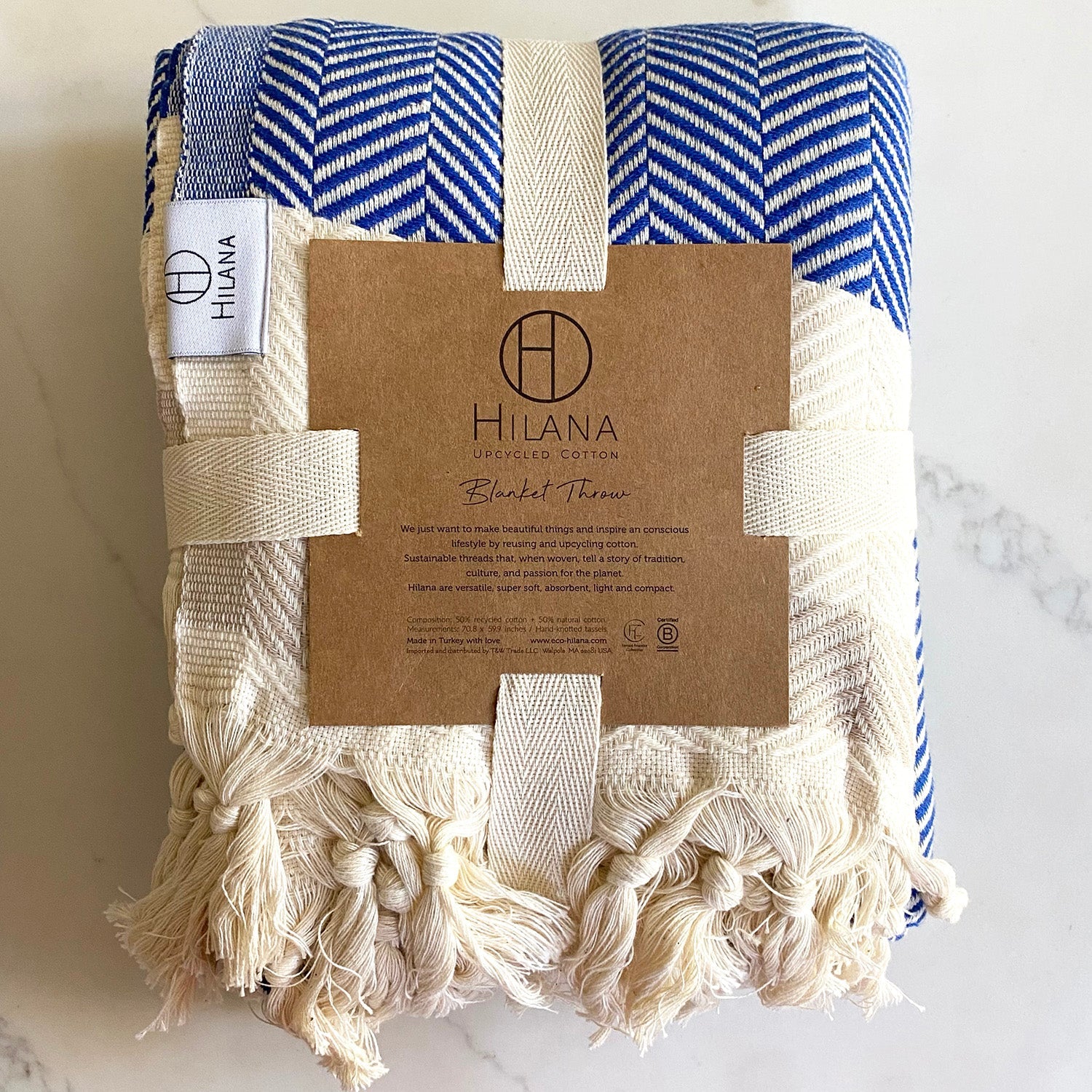 Pipa Hand-Loomed Throw Blanket | Blue, Double-Sided