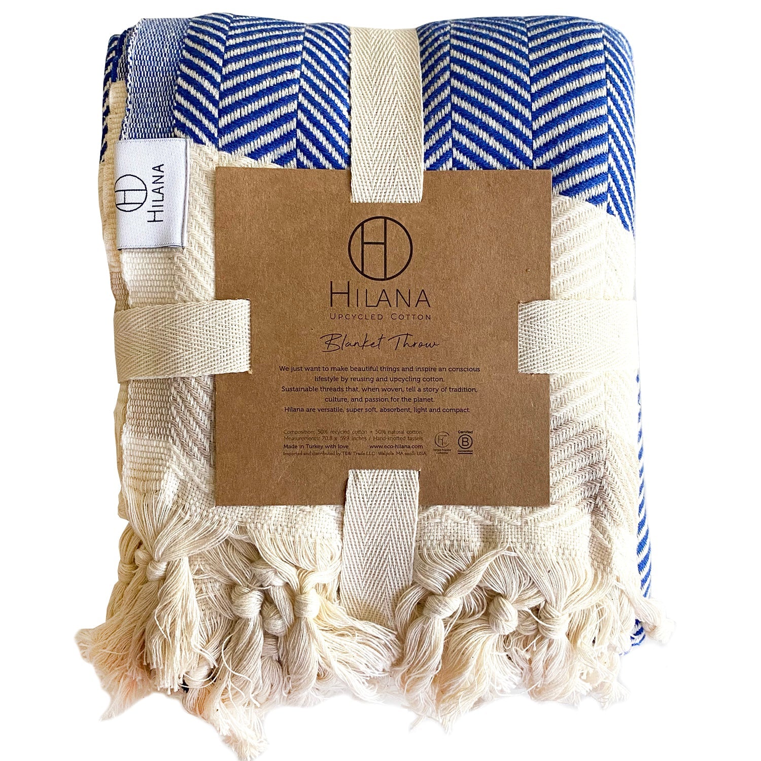 Pipa Hand-Loomed Throw Blanket | Blue, Double-Sided