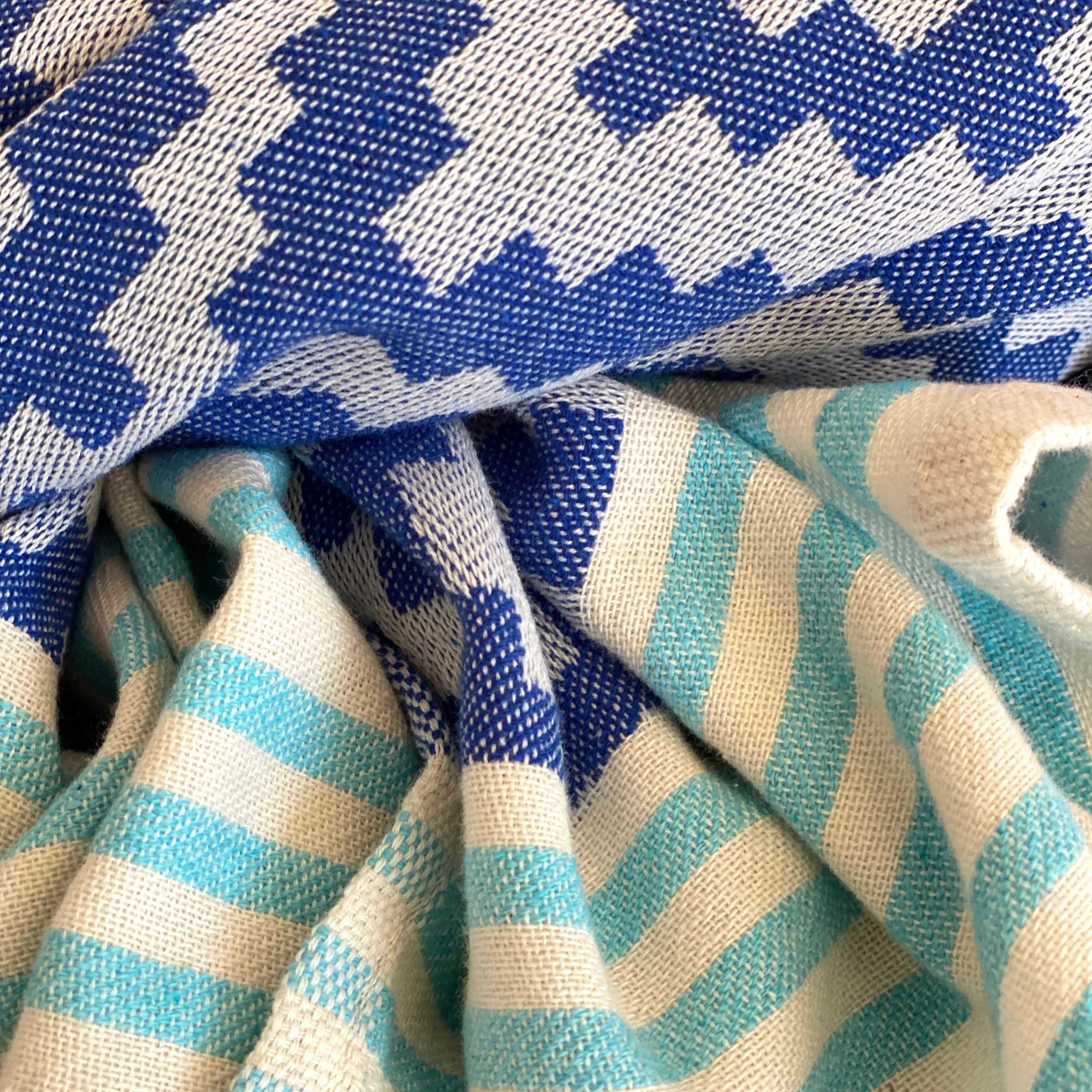 Turkish Towel/Blanket | Merida, Blue, 71"x39"