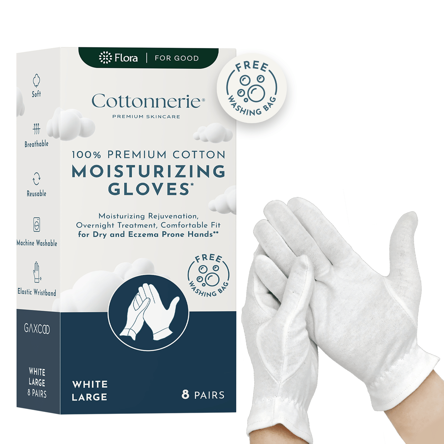 Cotton Moisturizing Gloves | Large