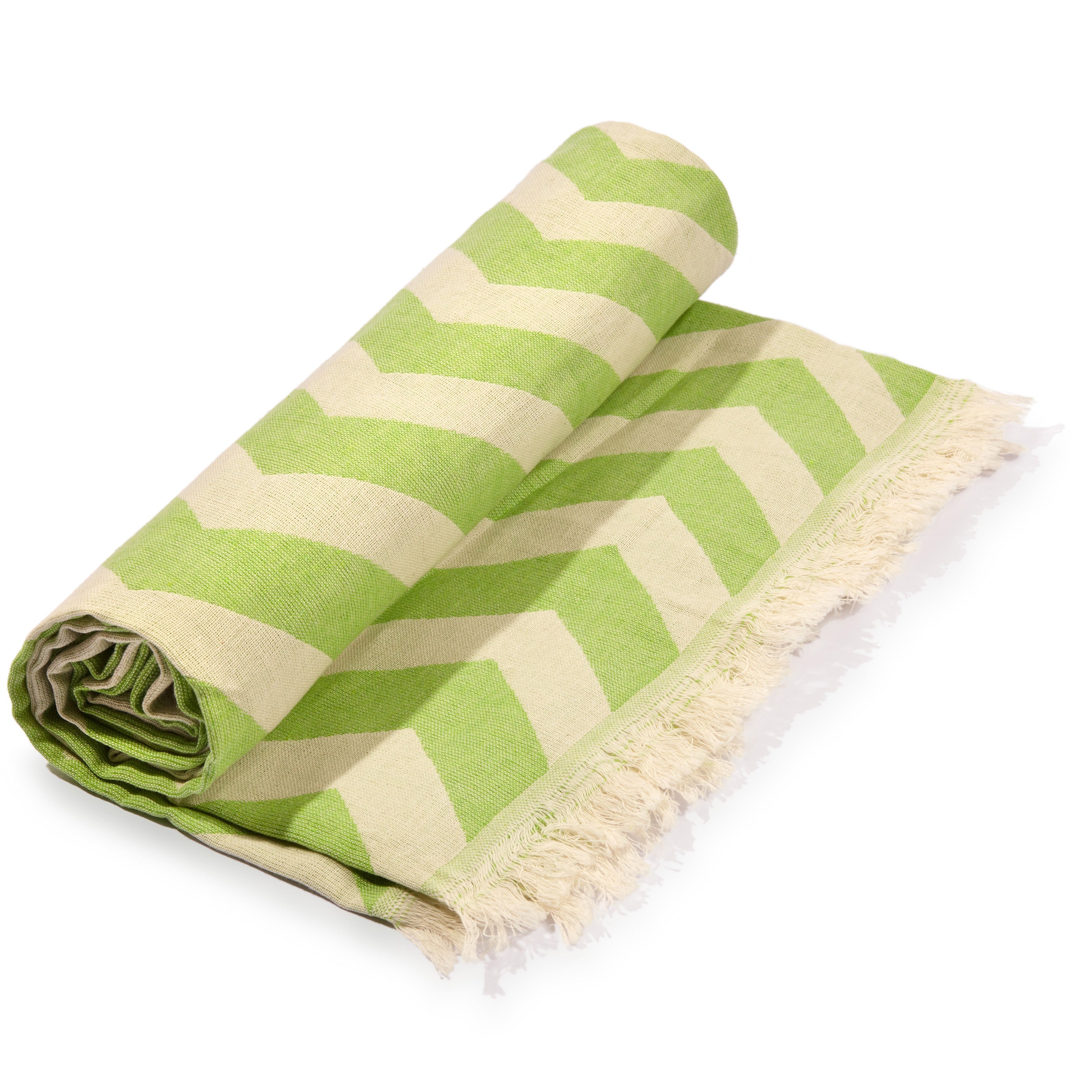 Turkish Towel/Blanket | Mersin Chevron, Green, 71"x40"