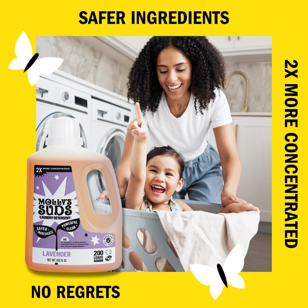 Molly's Suds Liquid Laundry Detergent - 100 Loads, Lavender Scent, Plant-Based, HE Compatible