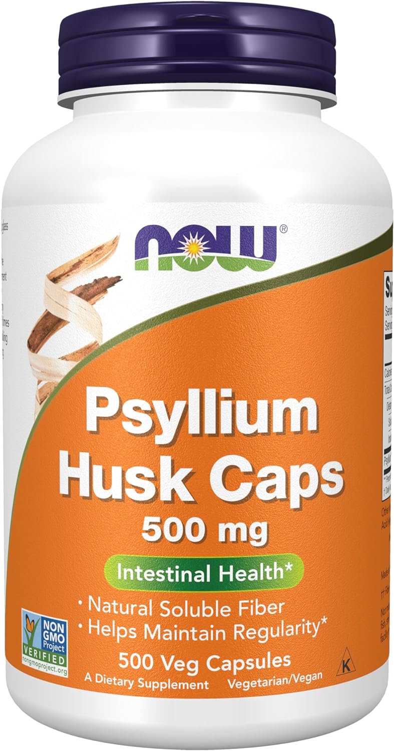 NOW Foods Psyllium Supplement - Supports Digestive Health, Non-GMO Verified - 500 Veg Capsules